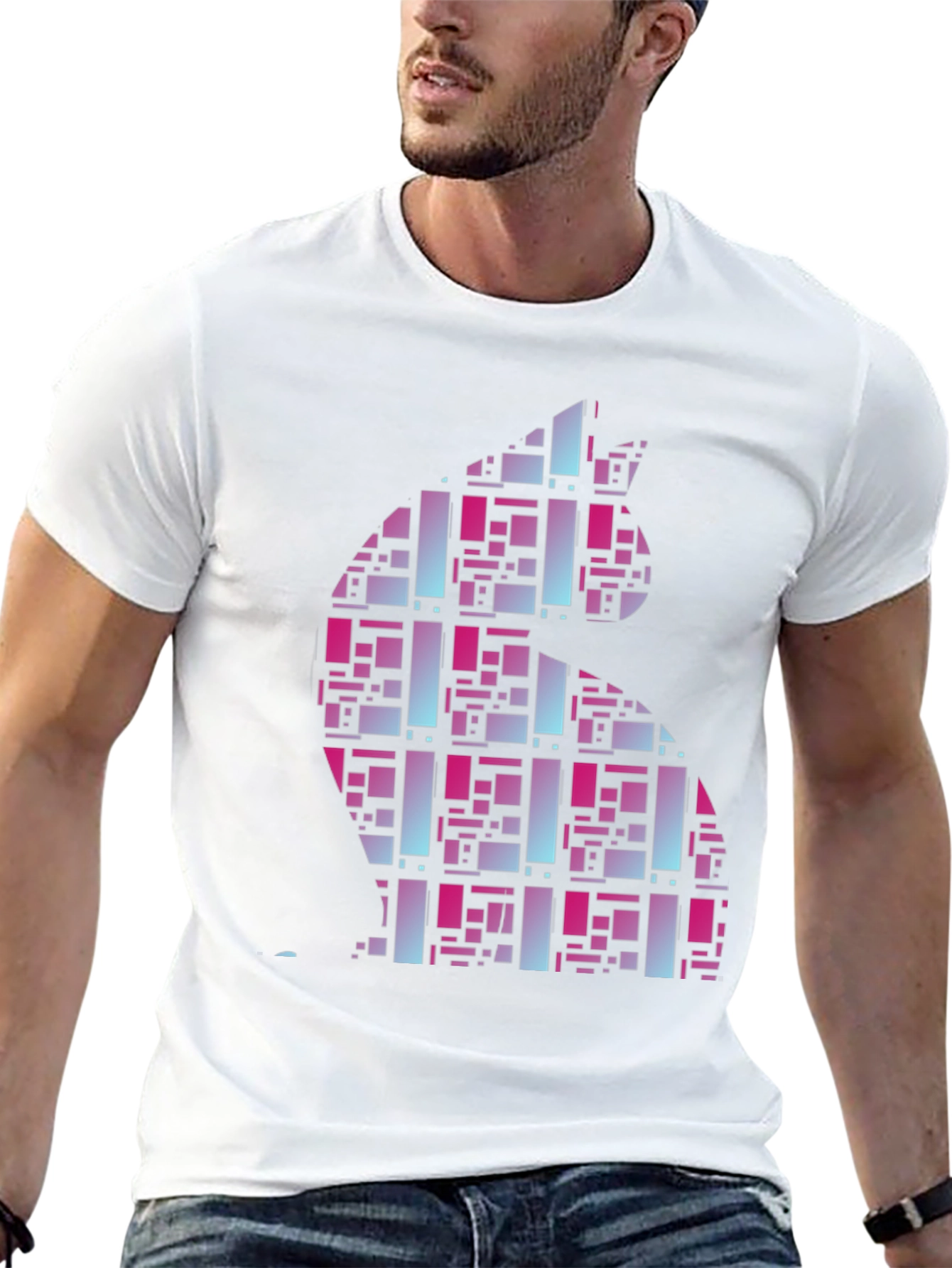 Abstract Cat Graphic Tee - Modern Style