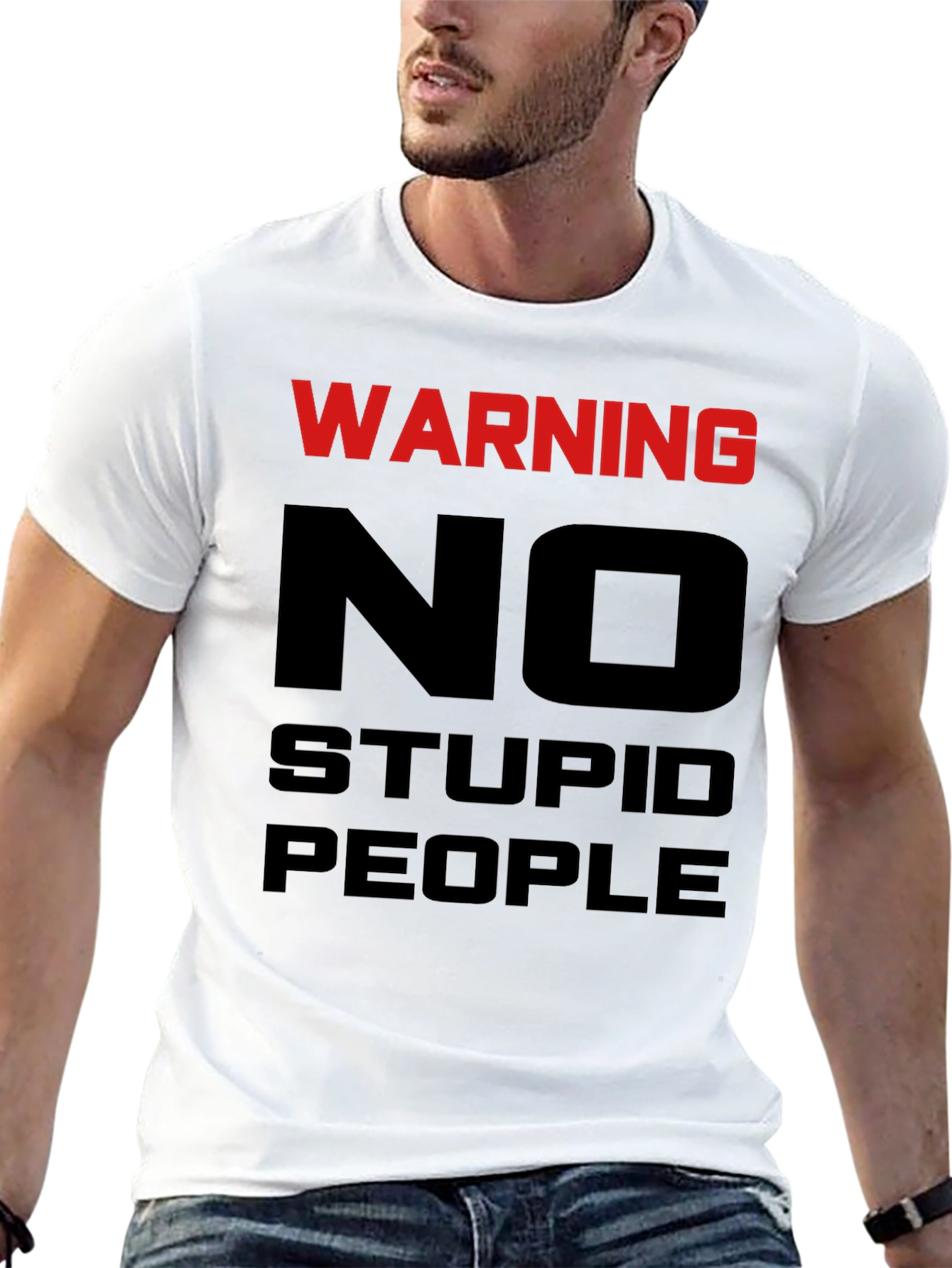 Warning No Stupid People Graphic Tee