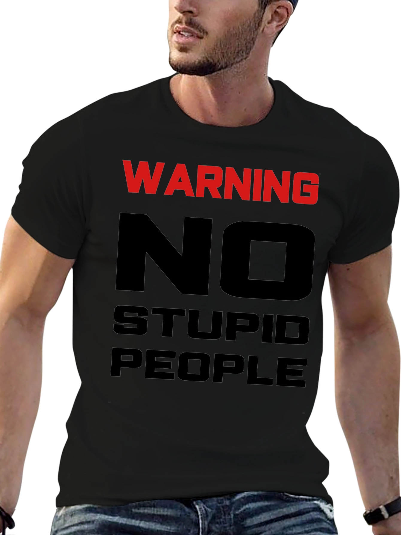Warning No Stupid People Graphic Tee