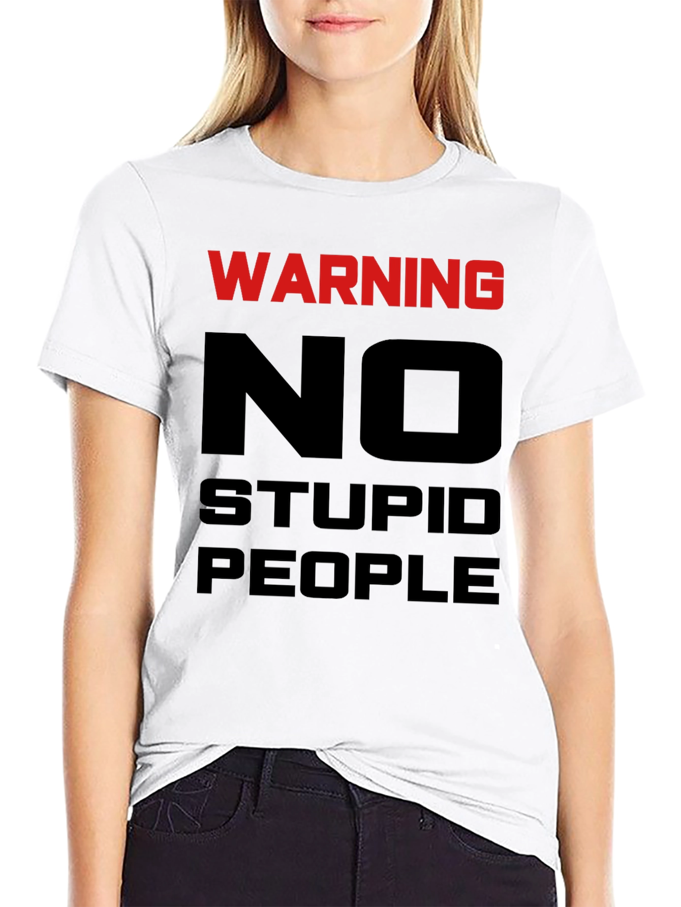 Warning No Stupid People Graphic Tee