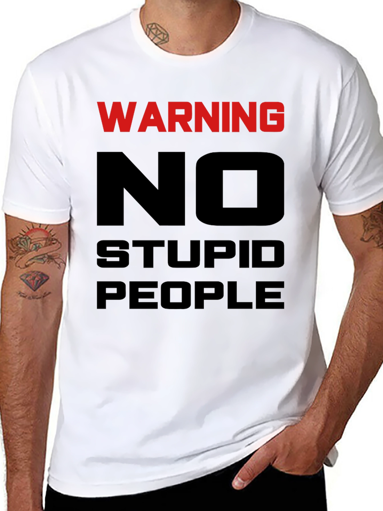 Warning No Stupid People Graphic Tee