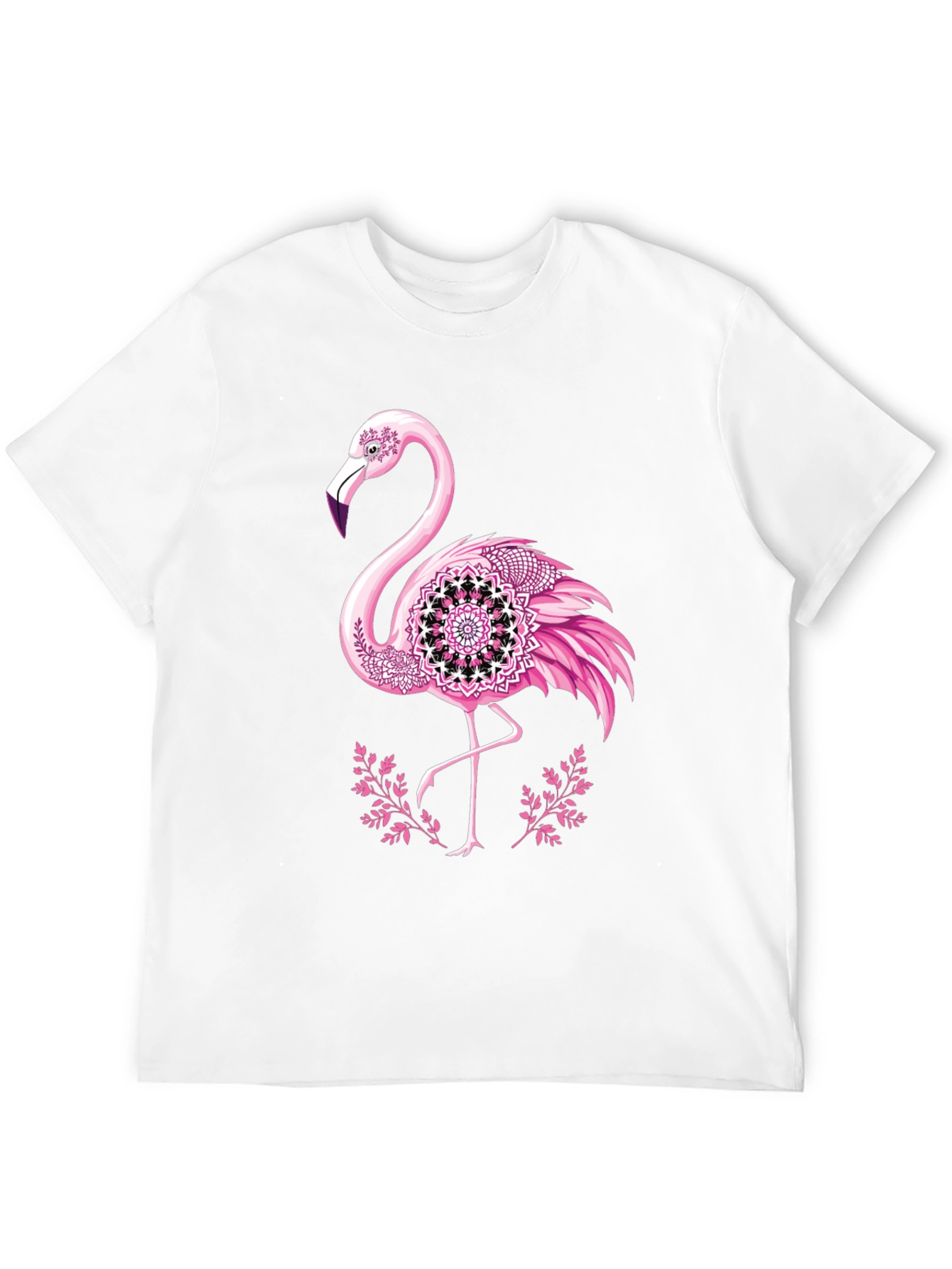 Flamingo Mandala Graphic Tee - Mens Black T-Shirt