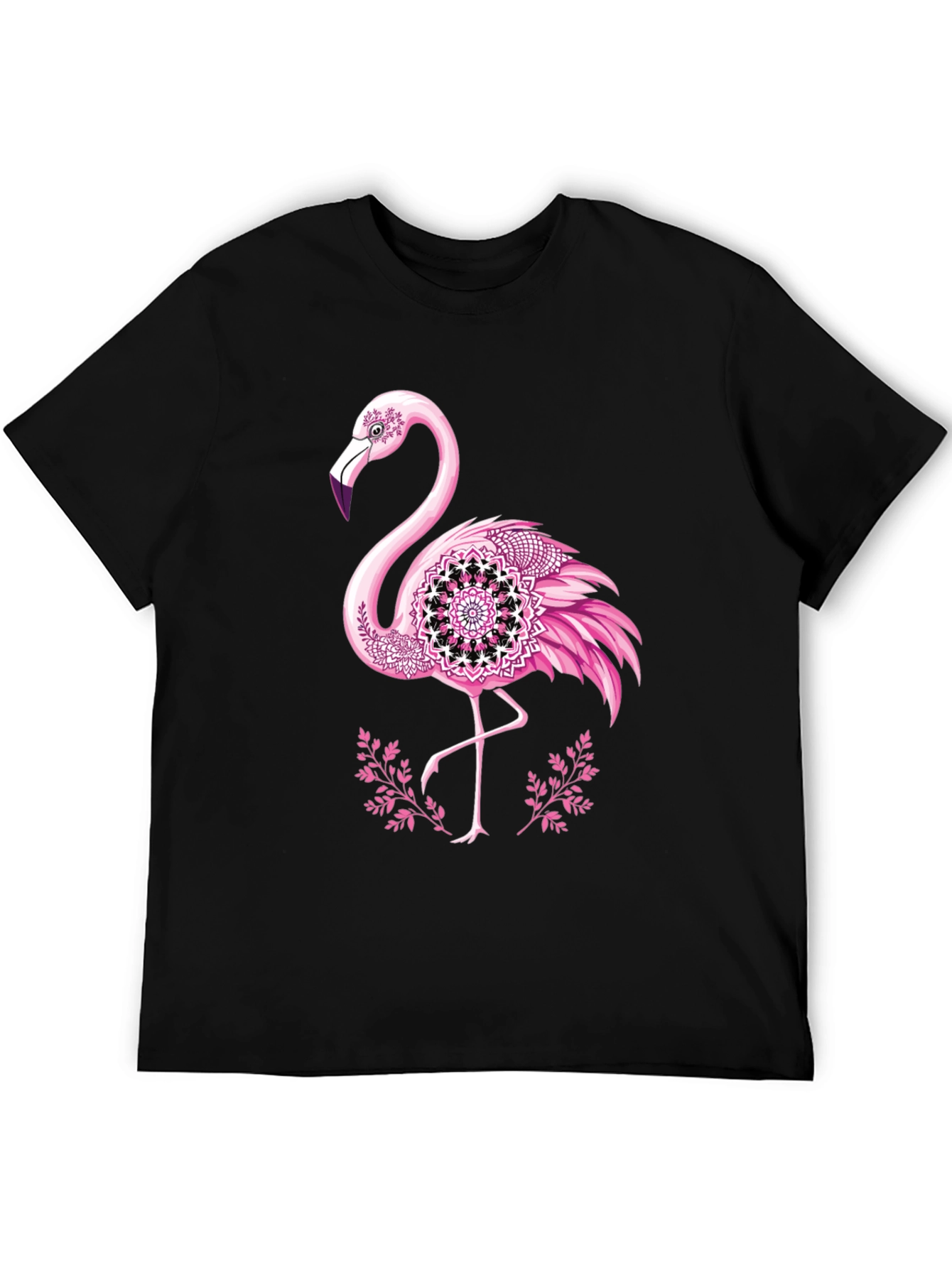 Flamingo Mandala Graphic Tee - Mens Black T-Shirt