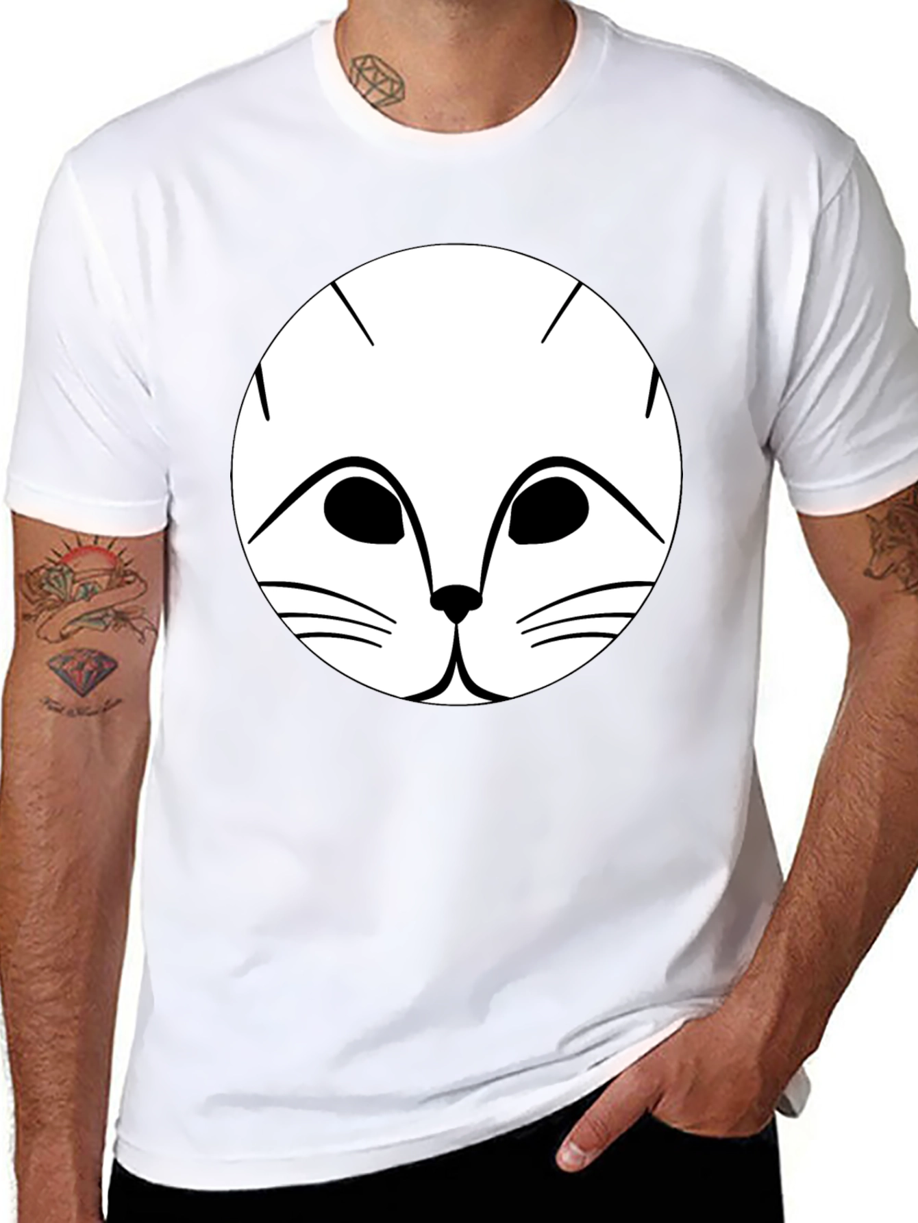 Cute Cat Face Graphic Tee - Unisex Black Shirt