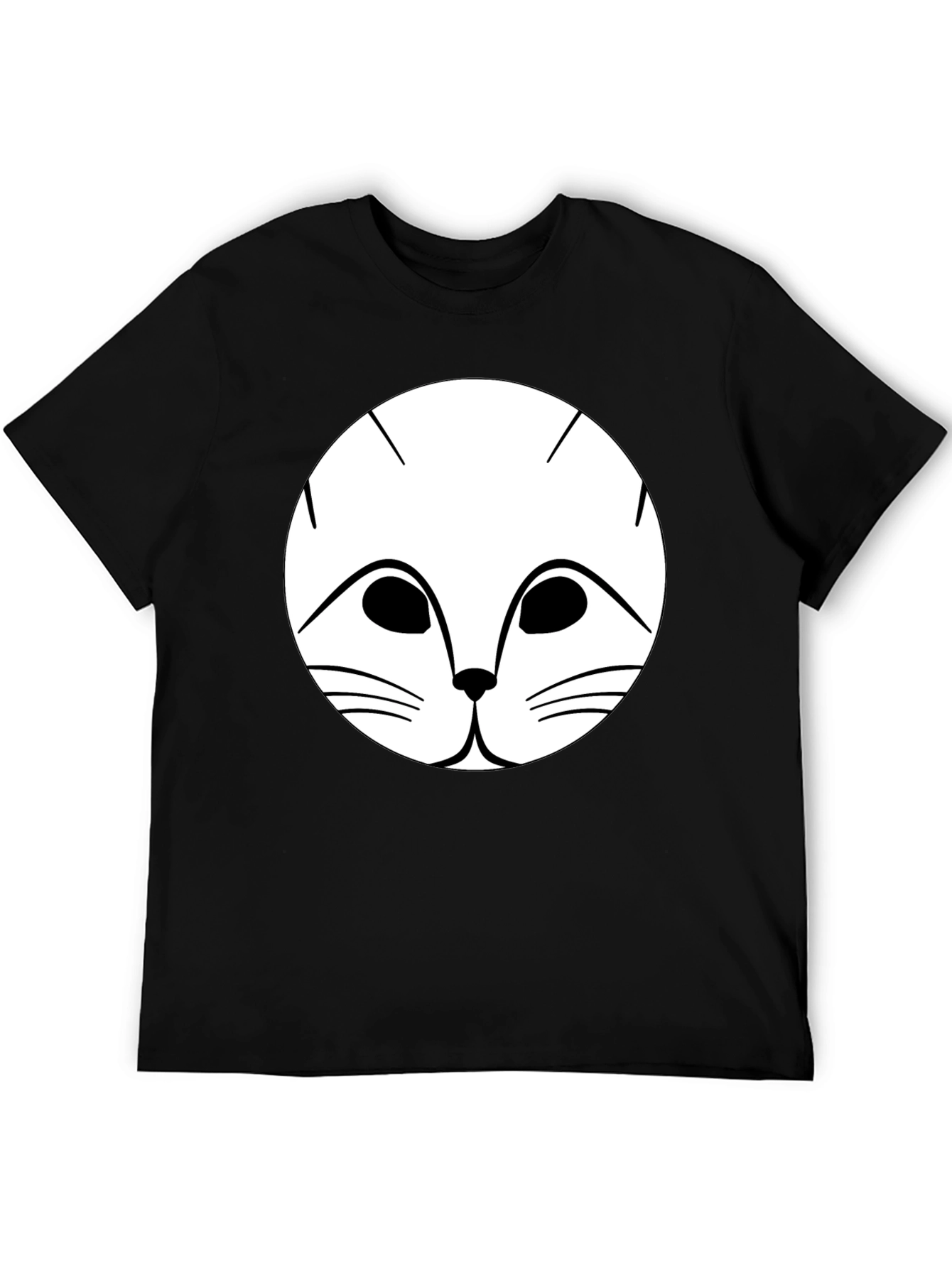 Cute Cat Face Graphic Tee - Unisex Black Shirt