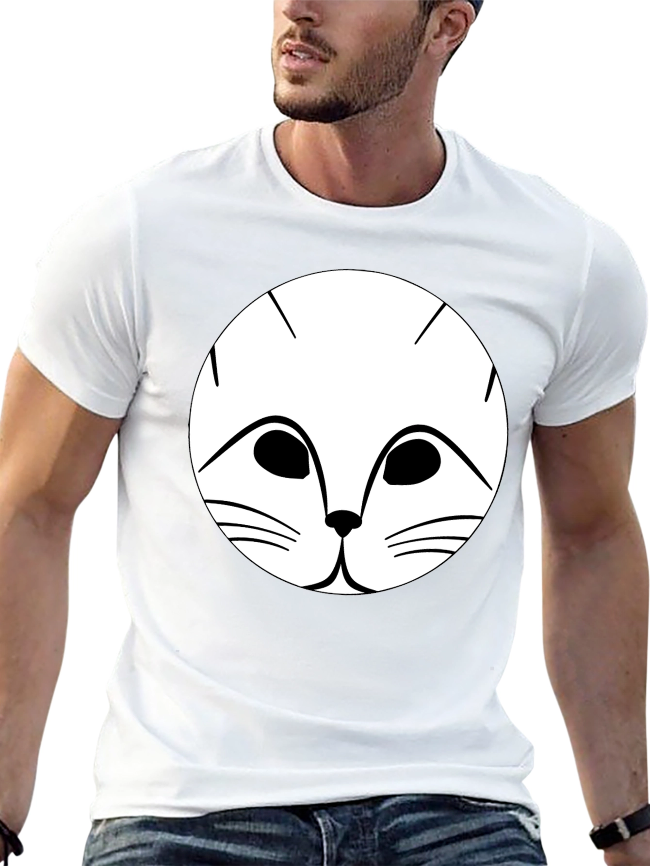 Cute Cat Face Graphic Tee - Unisex Black Shirt