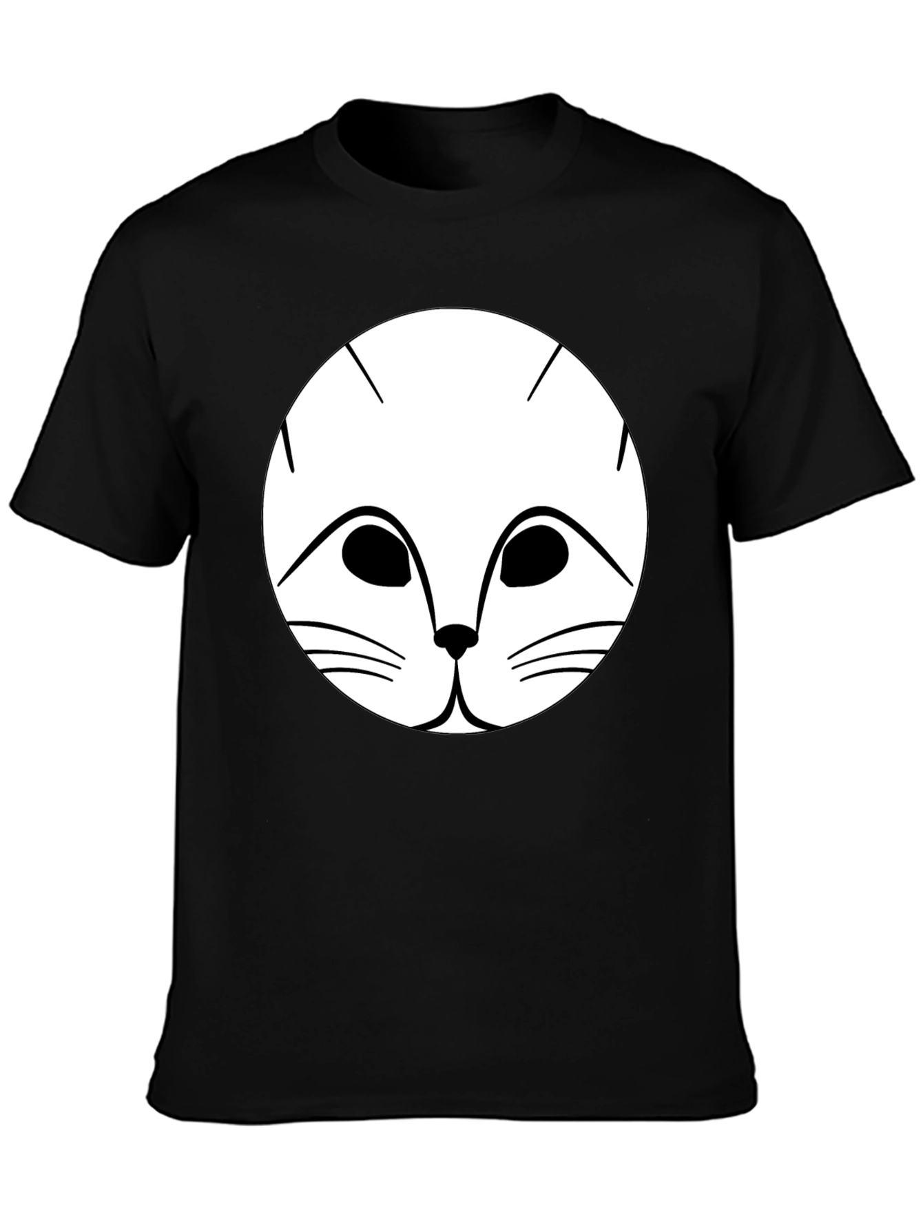Cute Cat Face Graphic Tee - Unisex Black Shirt