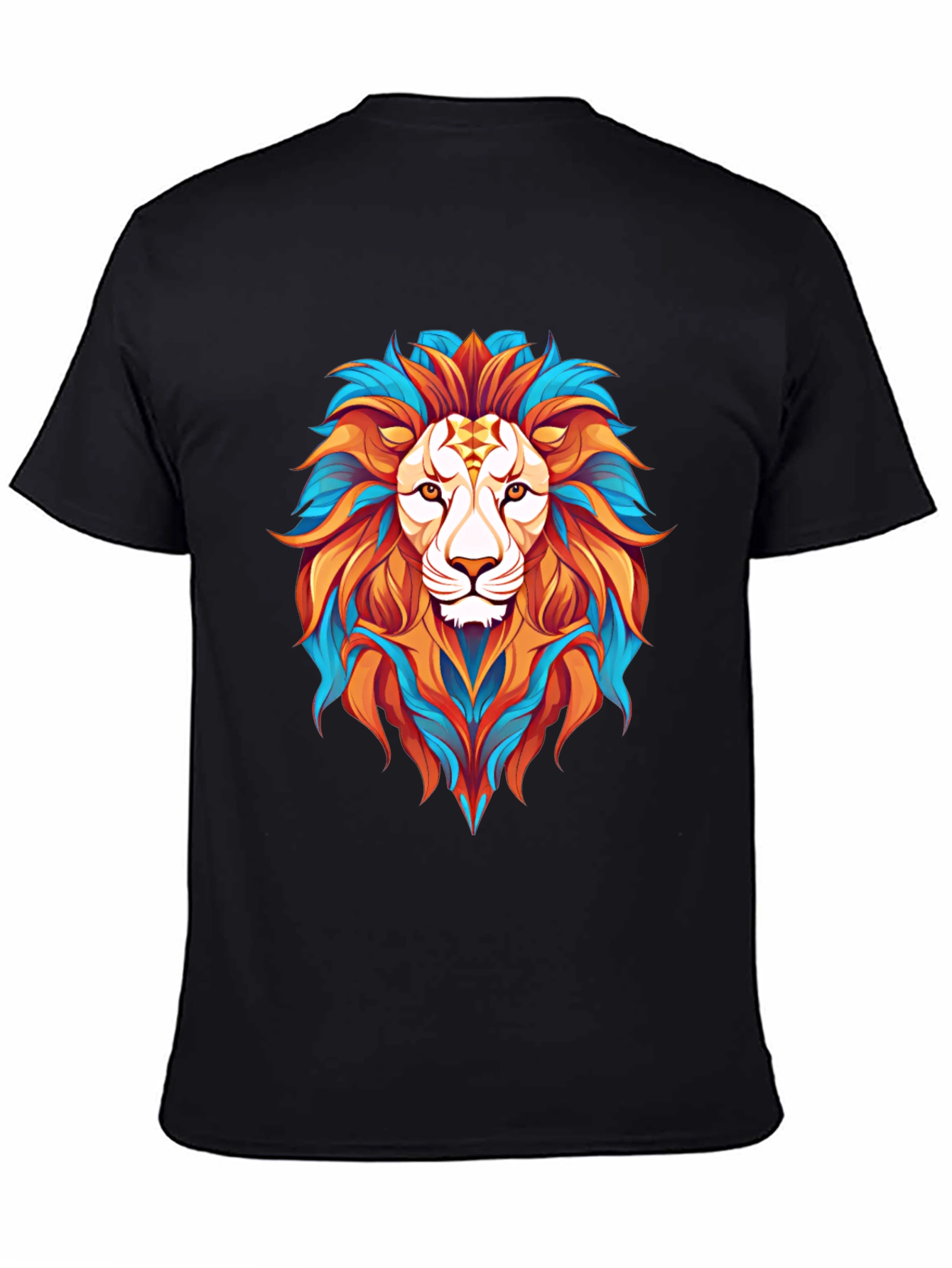 Vibrant Lion Graphic Print Mens Black T-Shirt