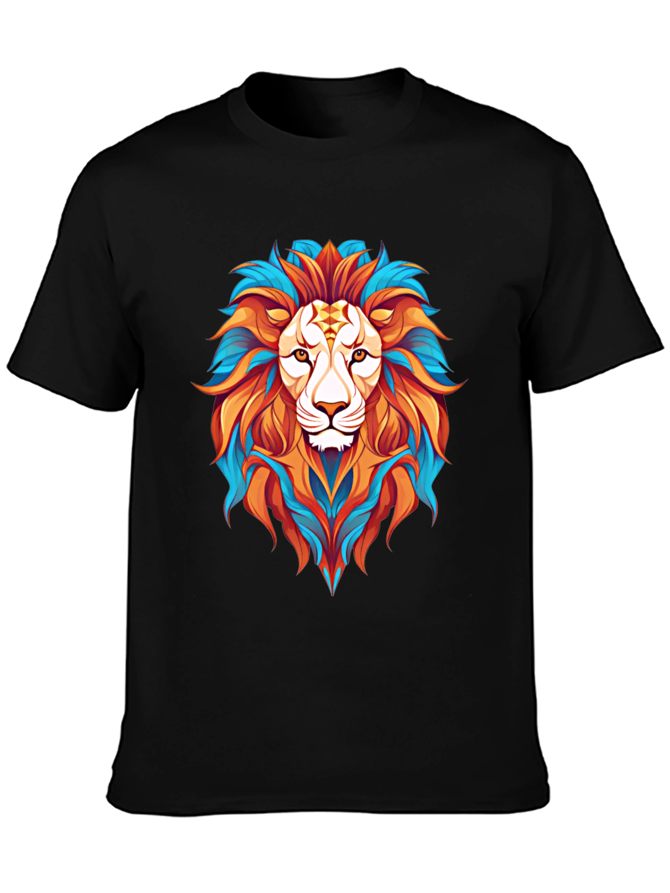 Vibrant Lion Graphic Print Mens Black T-Shirt