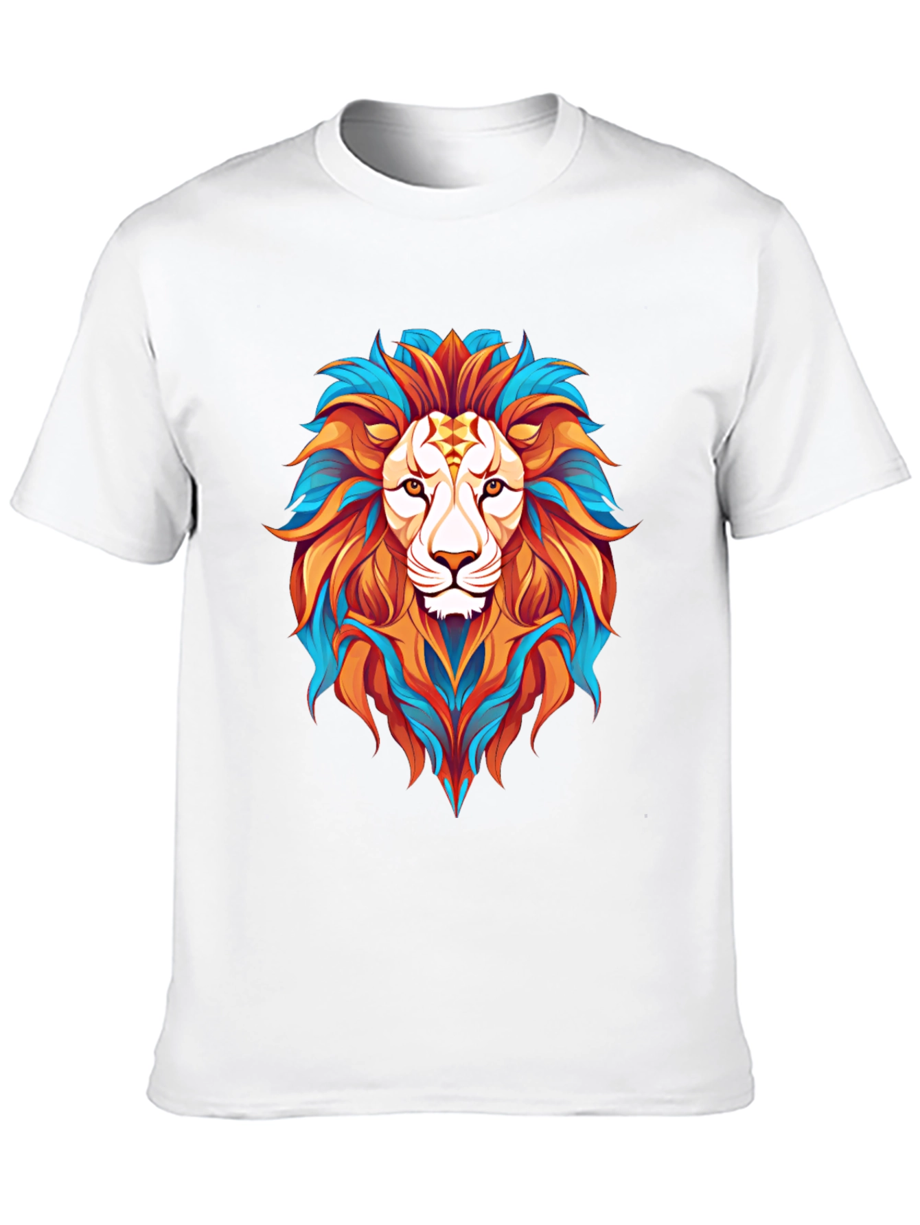 Vibrant Lion Graphic Print Mens Black T-Shirt