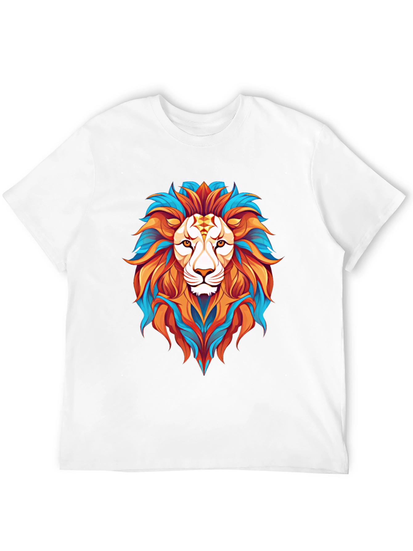 Vibrant Lion Graphic Print Mens Black T-Shirt