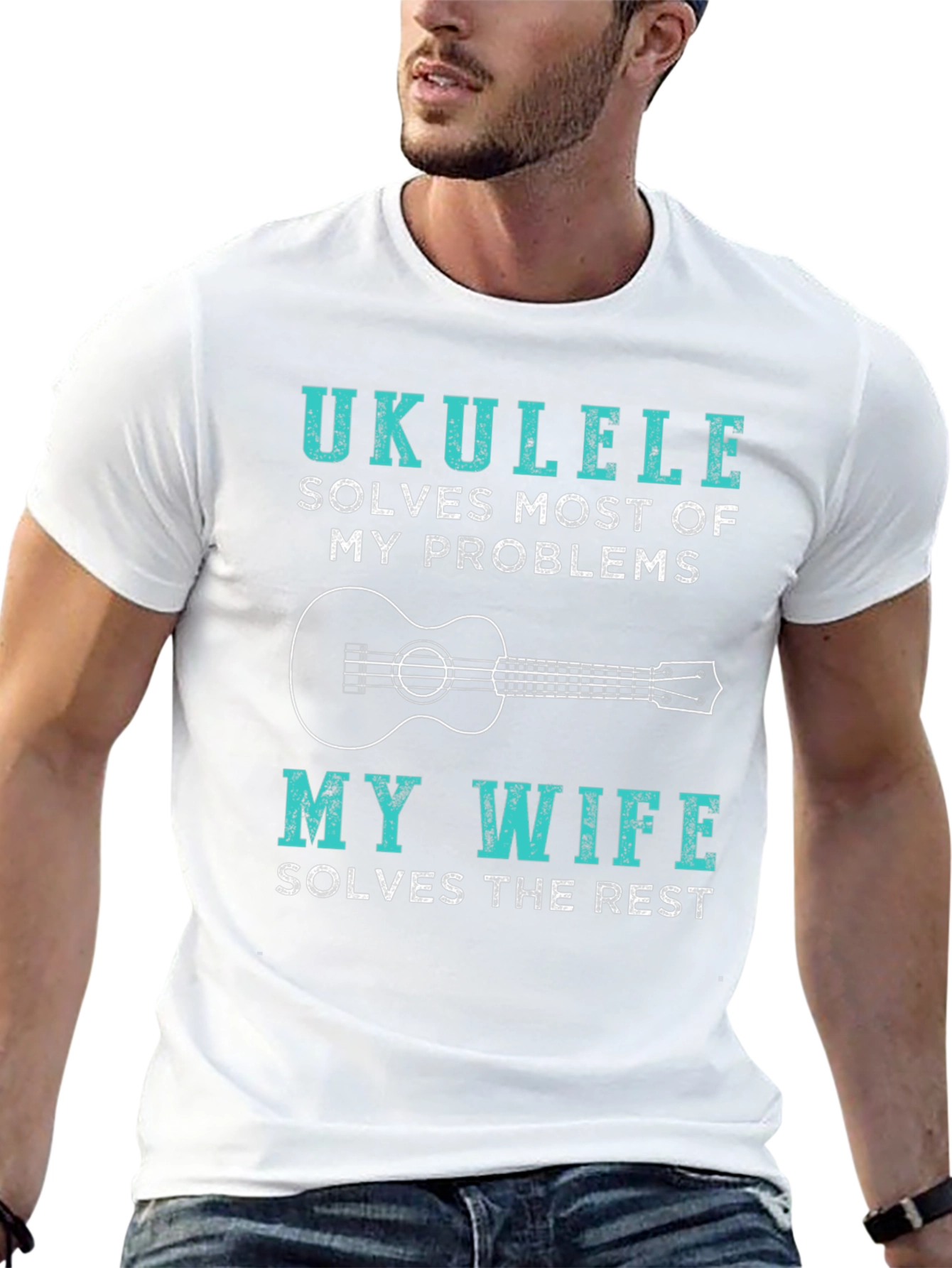 Ukulele Lovers Funny T-Shirt - Wife Solves the Rest!
