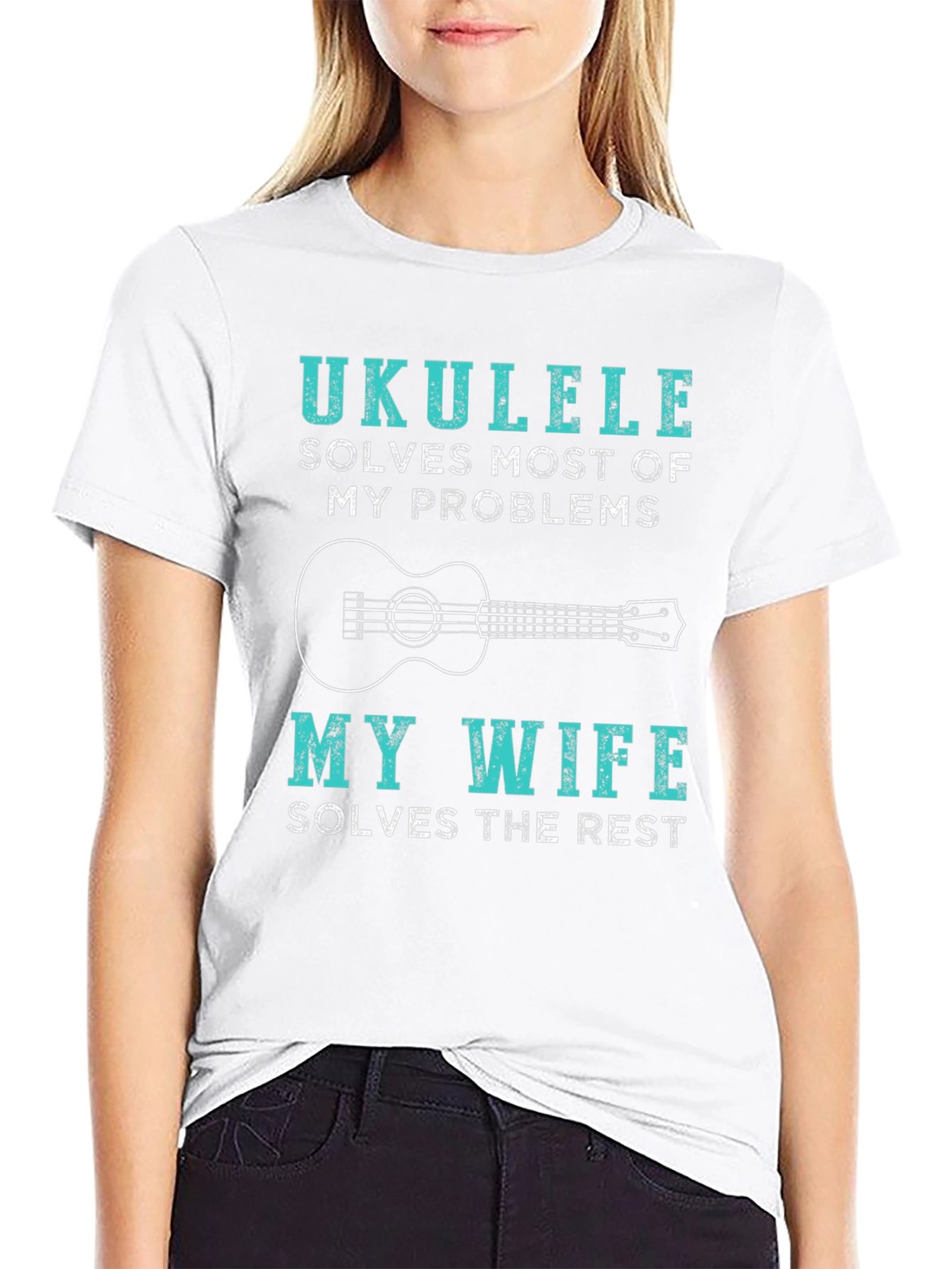 Ukulele Lovers Funny T-Shirt - Wife Solves the Rest!