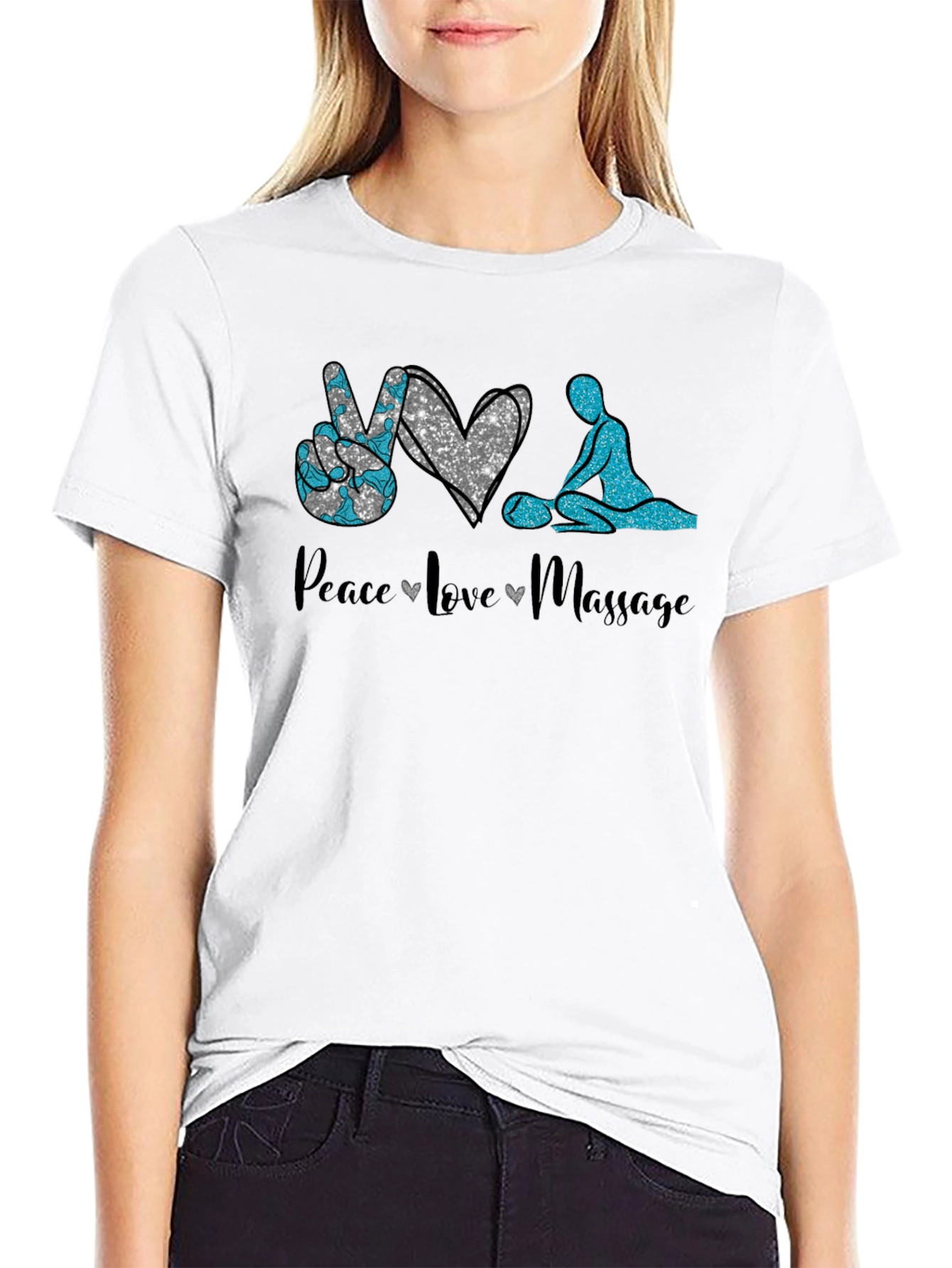 Peace Love Massage Black T-Shirt