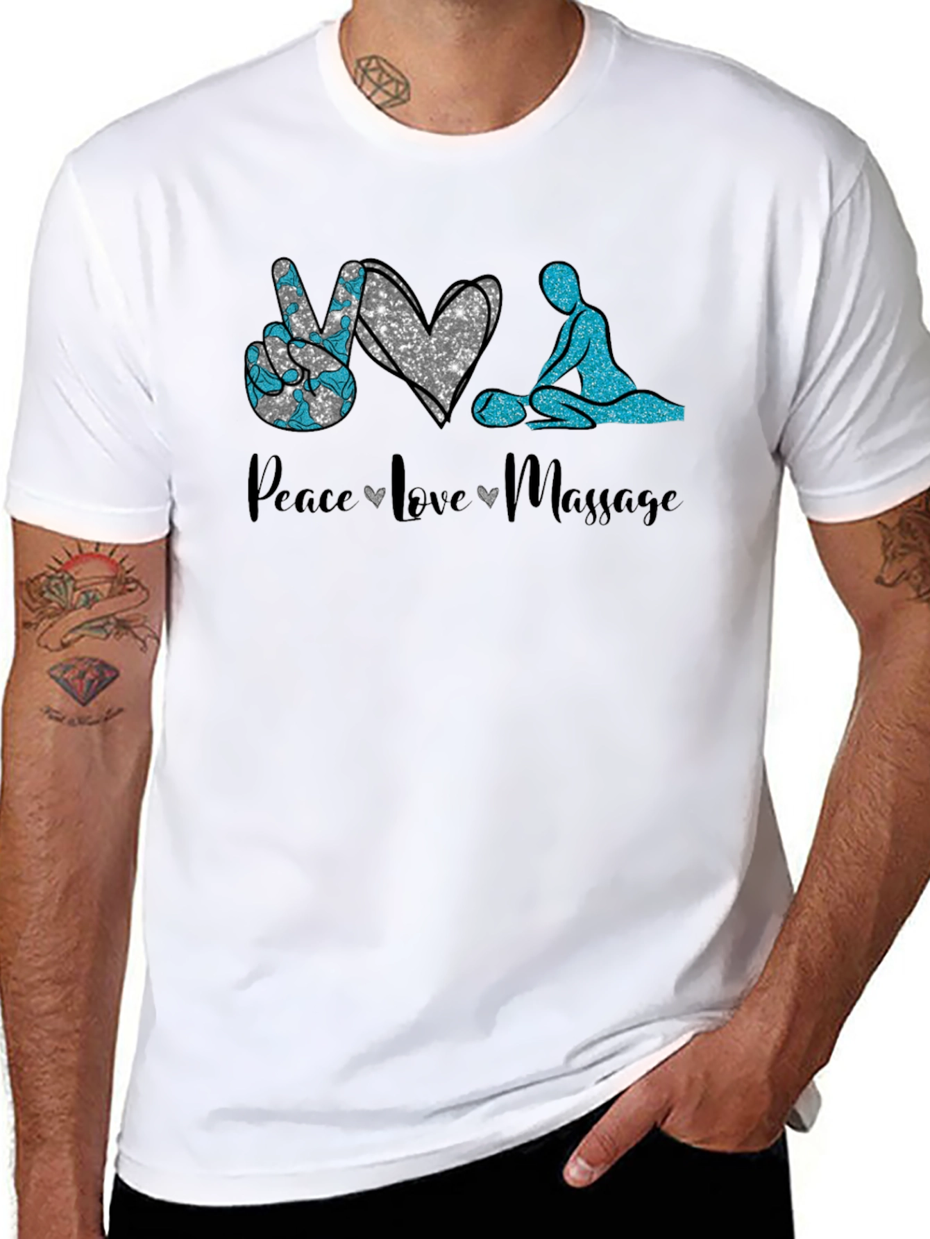 Peace Love Massage Black T-Shirt