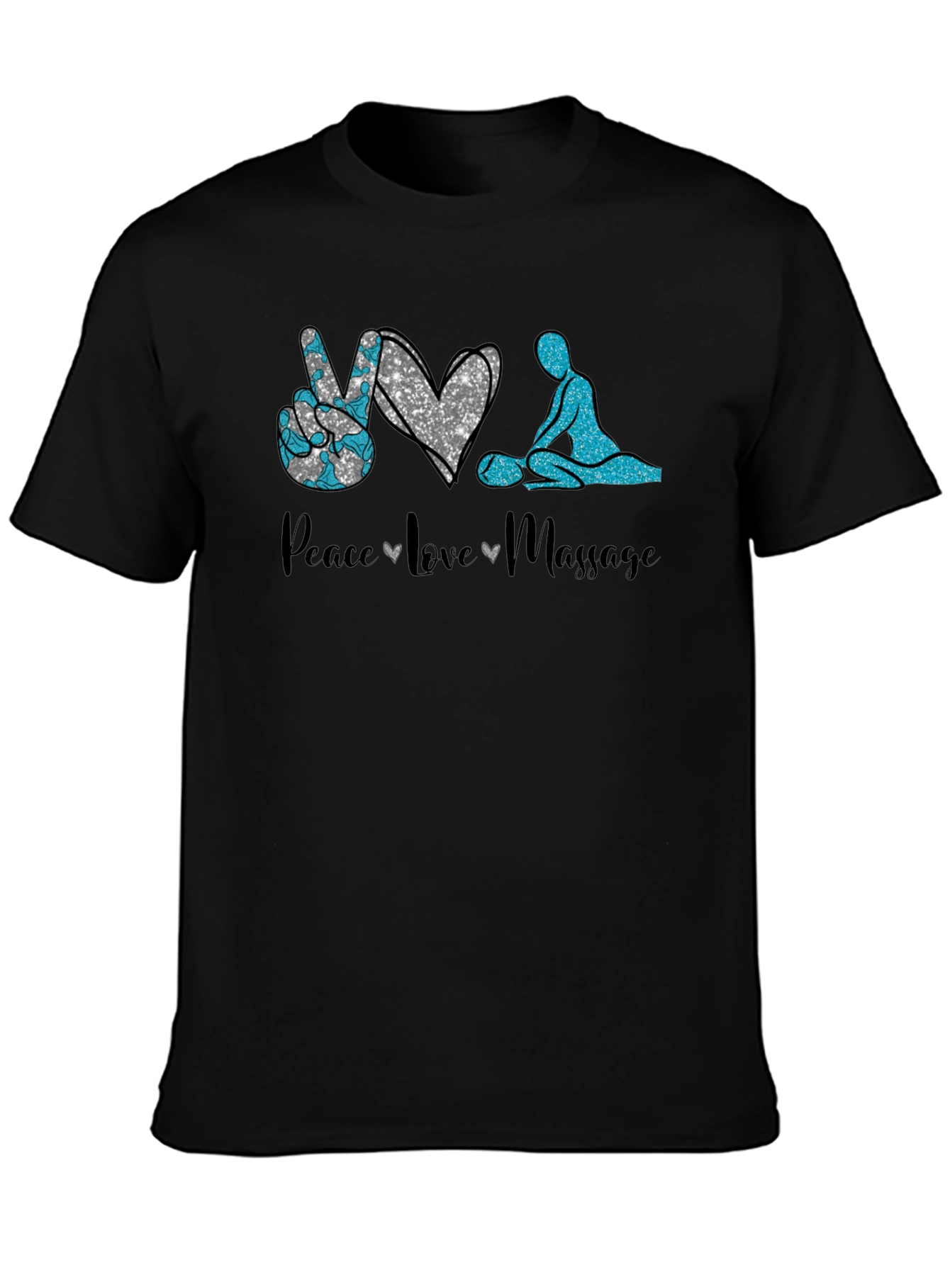 Peace Love Massage Black T-Shirt