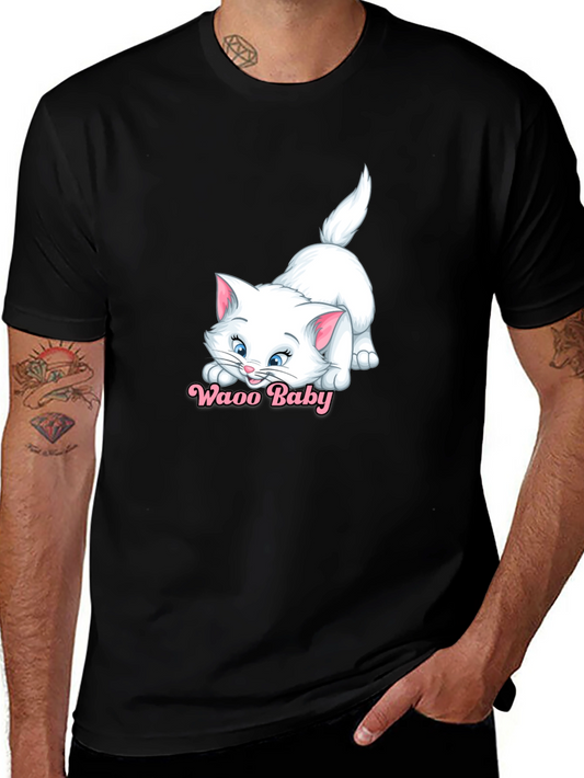 Waao Baby Cat Graphic Tee - Black