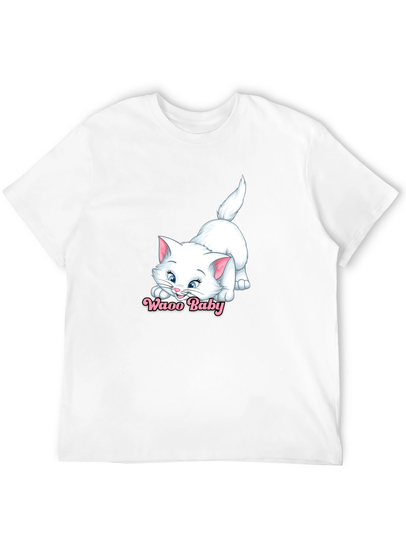 Waao Baby Cat Graphic Tee - Black