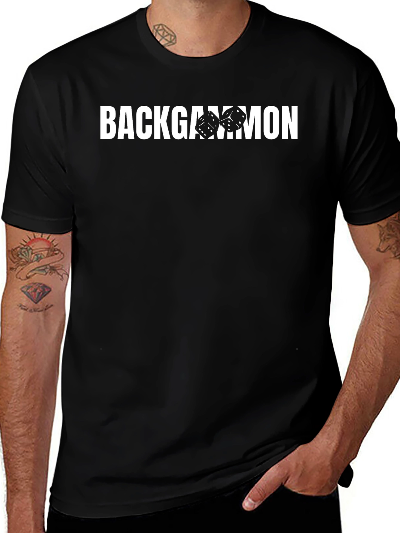 Backgammon Dice Graphic Black T-Shirt