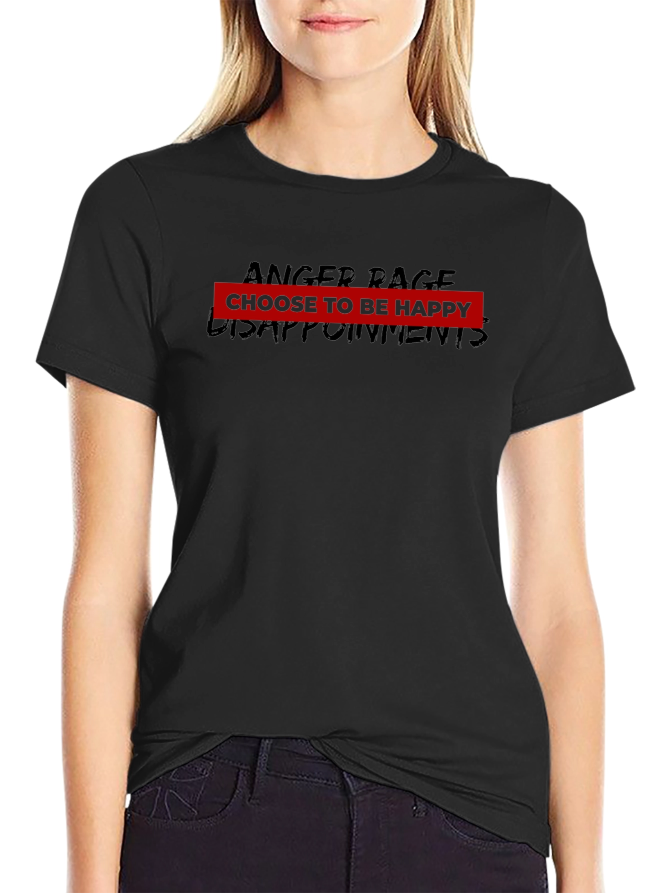 Choose To Be Happy Black Graphic Tee