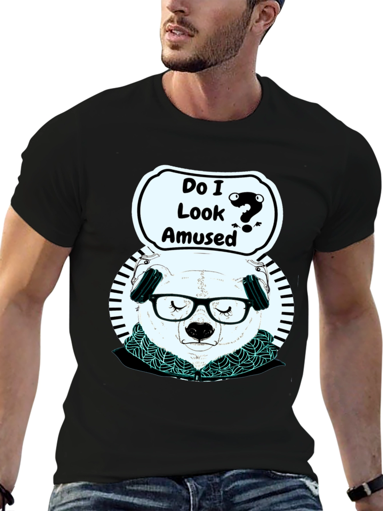 Amused Panda Graphic T-Shirt