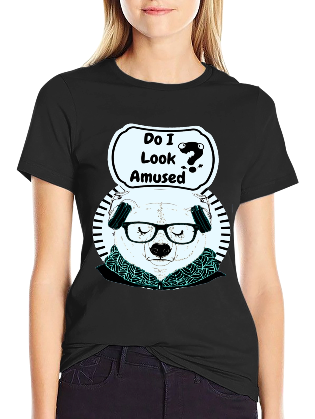 Amused Panda Graphic T-Shirt