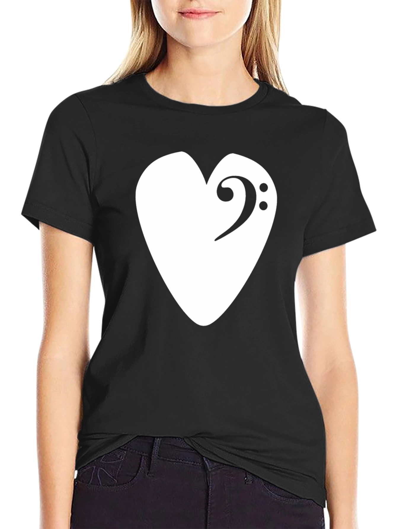 Bass Clef Heart T-Shirt - Musical Love