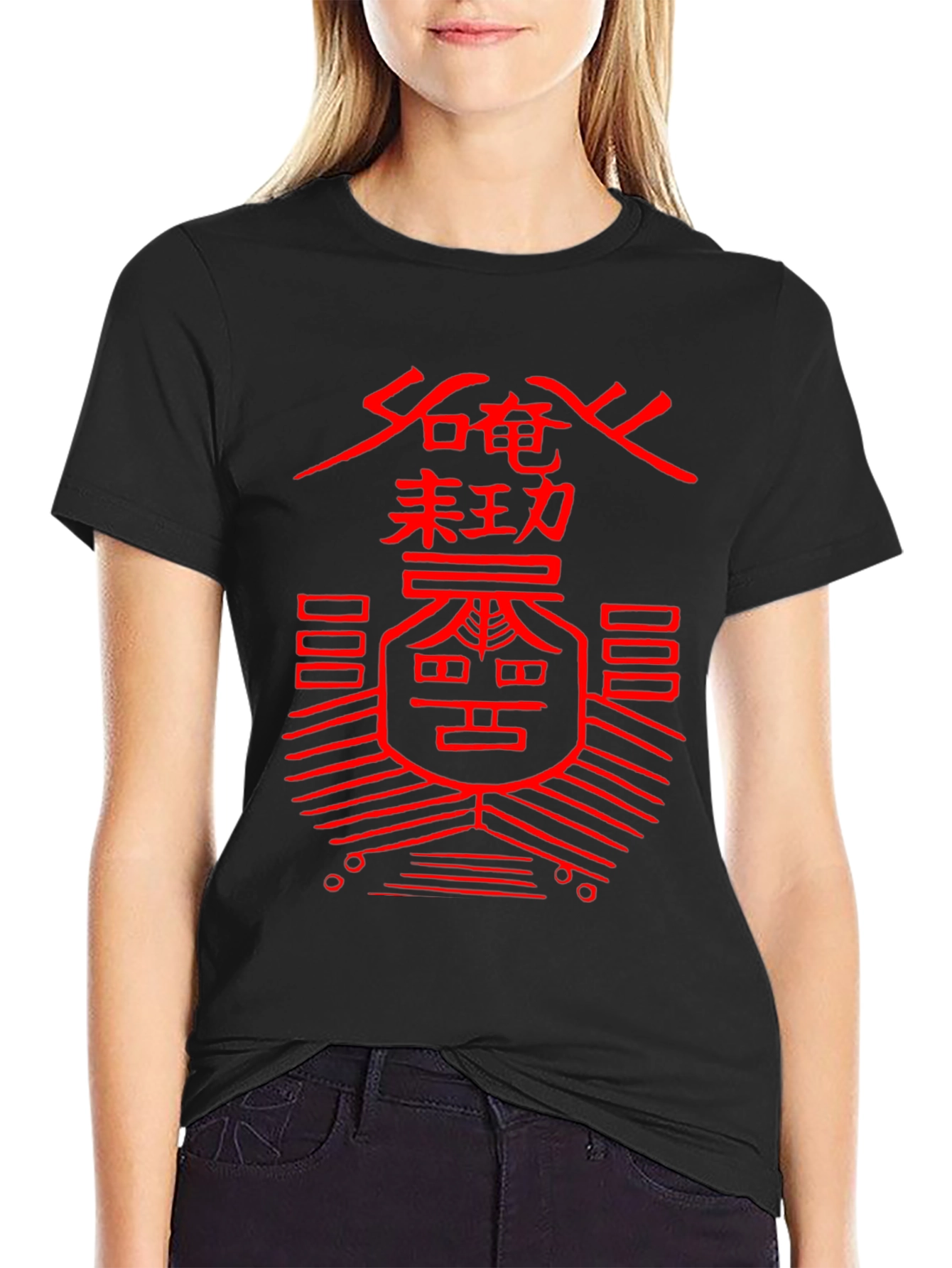 Graphic Print T-Shirt - Red Asian Symbol