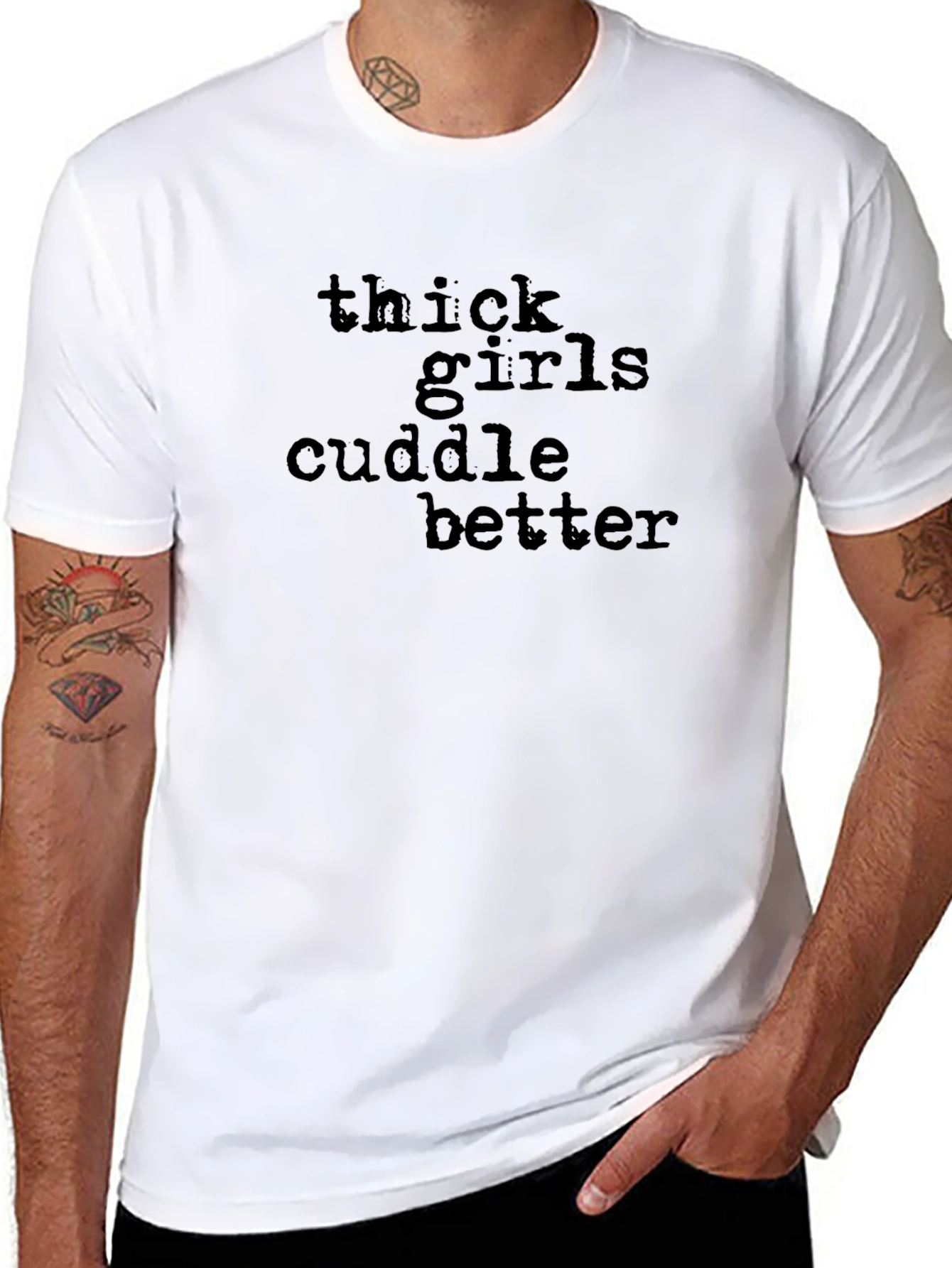 Thick Girls Cuddle Better T-Shirt Black Crew Neck