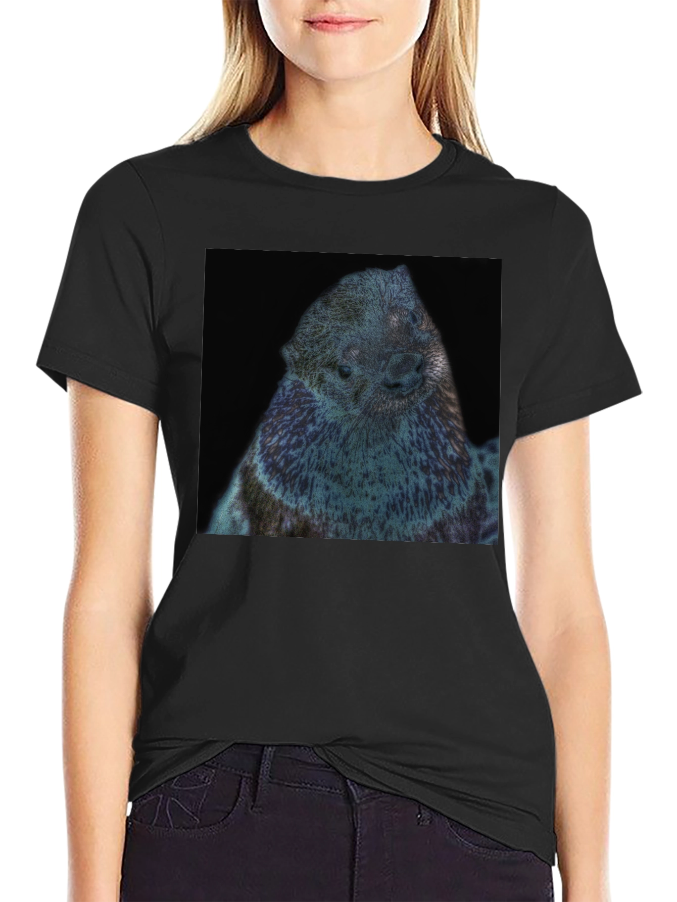 Otter Graphic Black T-Shirt