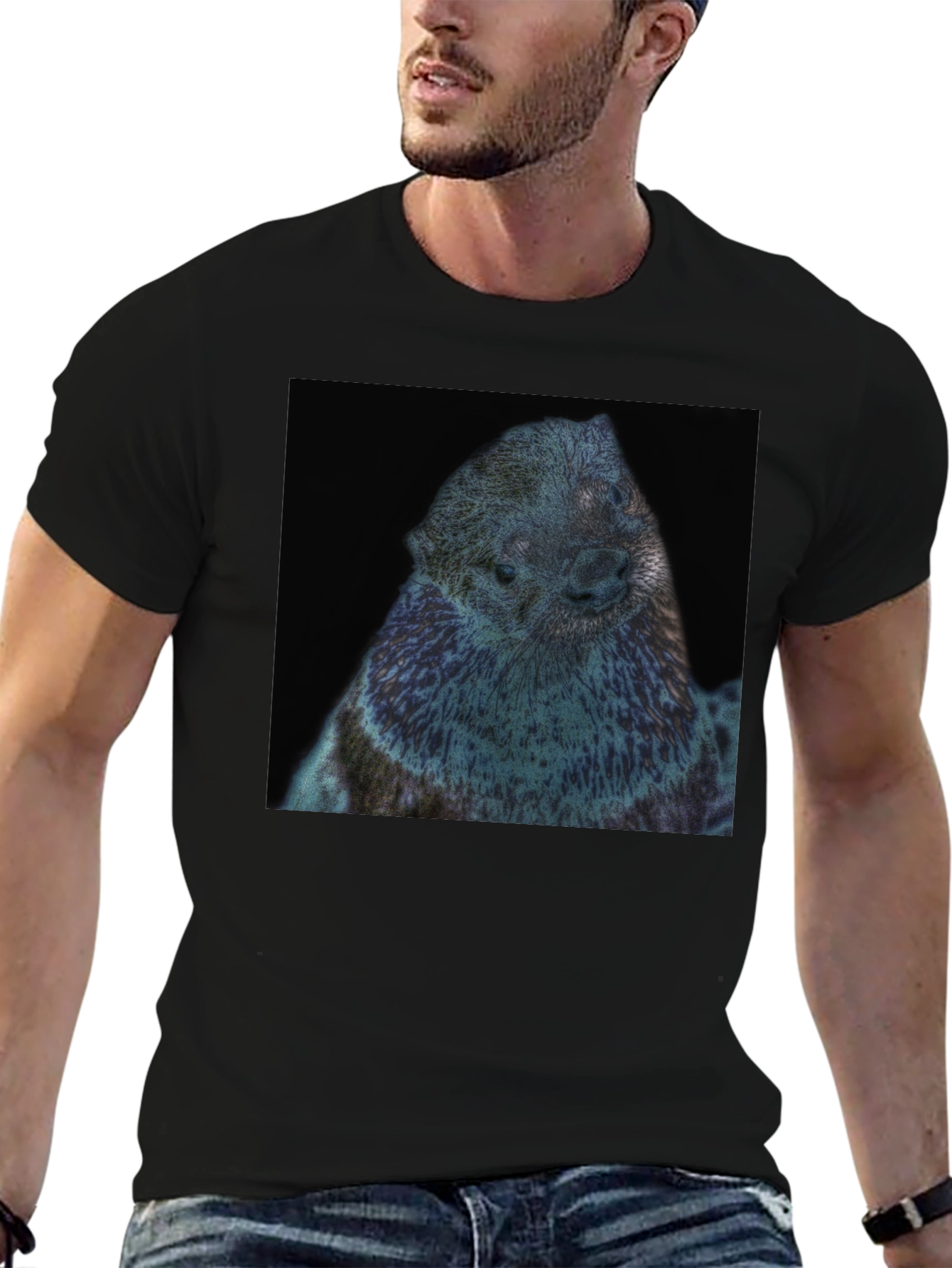 Otter Graphic Black T-Shirt