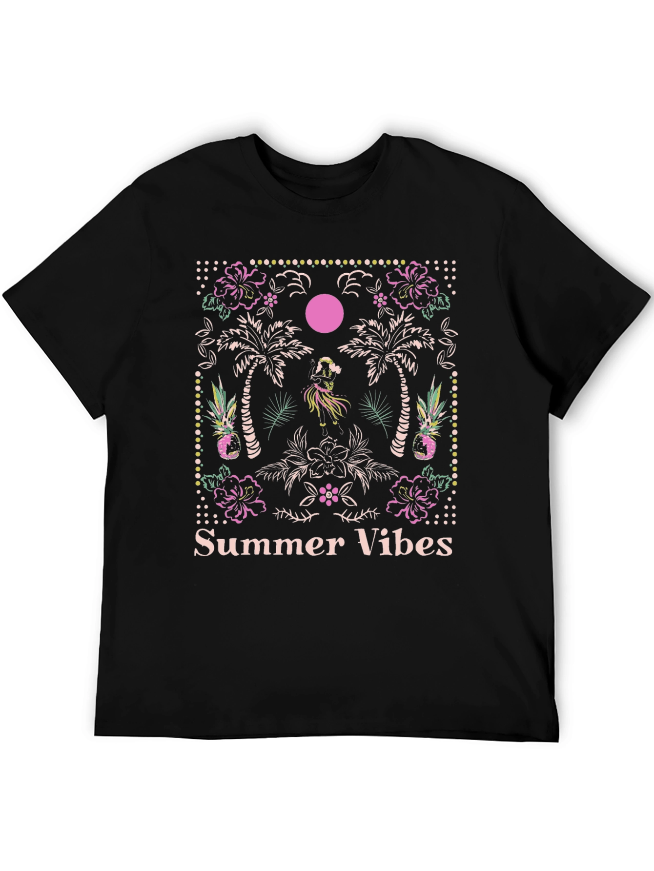 Summer Vibes Graphic Tee - Tropical Island Design