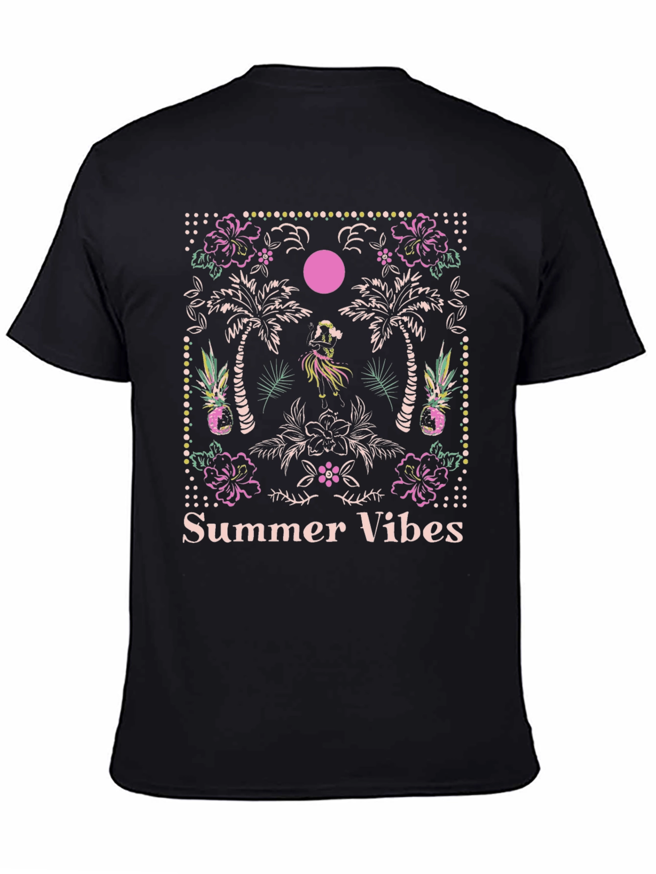 Summer Vibes Graphic Tee - Tropical Island Design