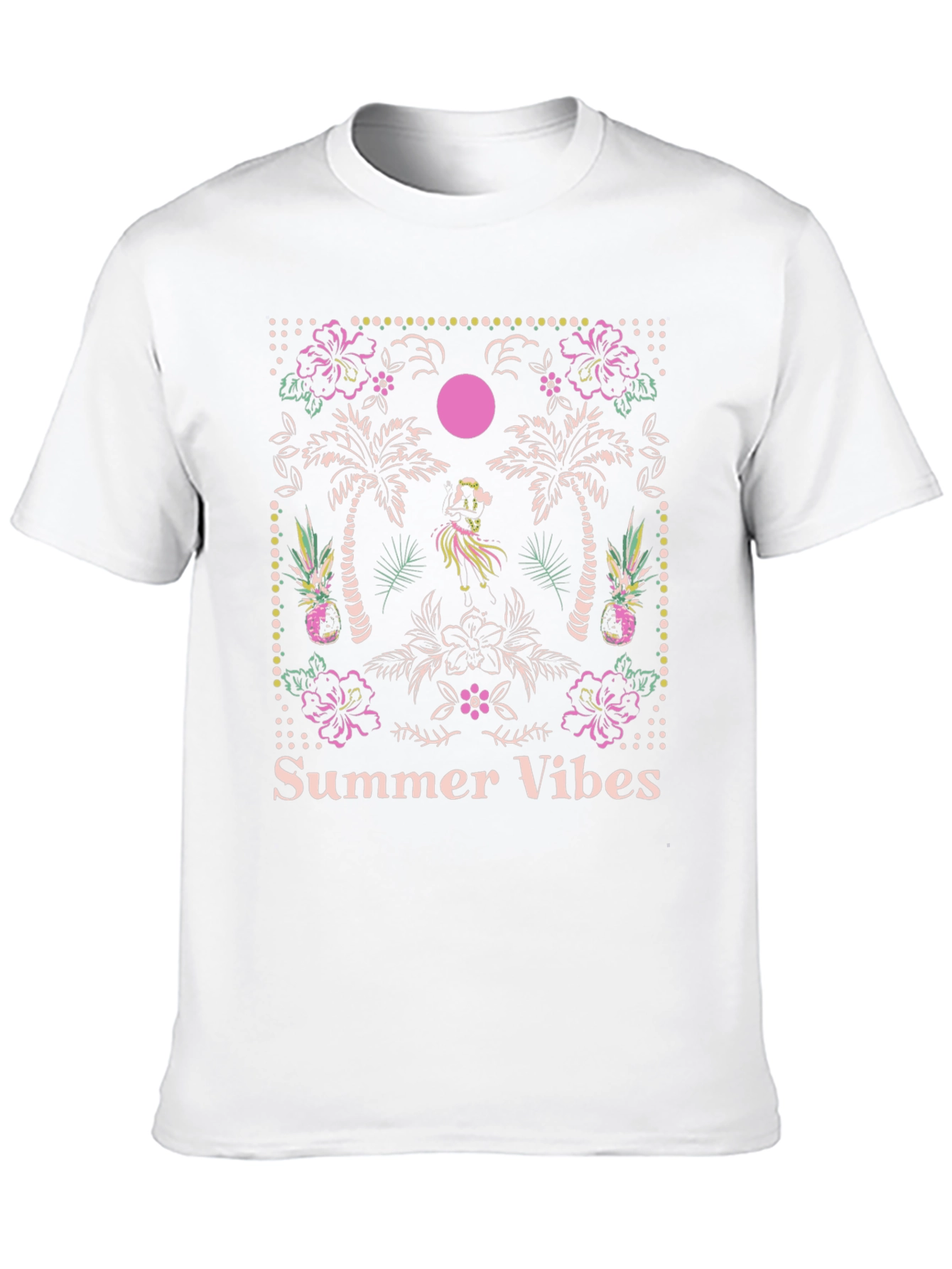 Summer Vibes Graphic Tee - Tropical Island Design