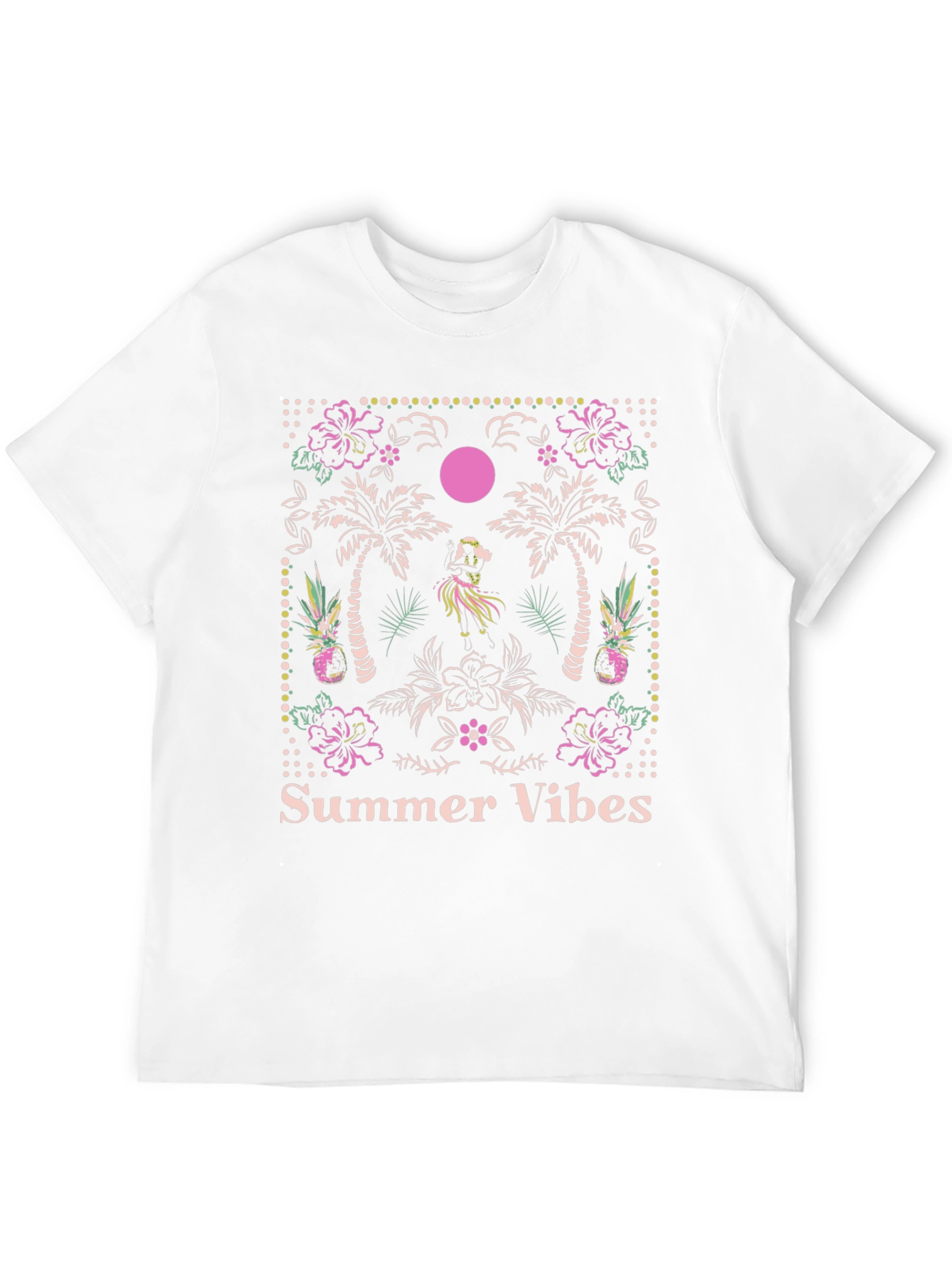 Summer Vibes Graphic Tee - Tropical Island Design