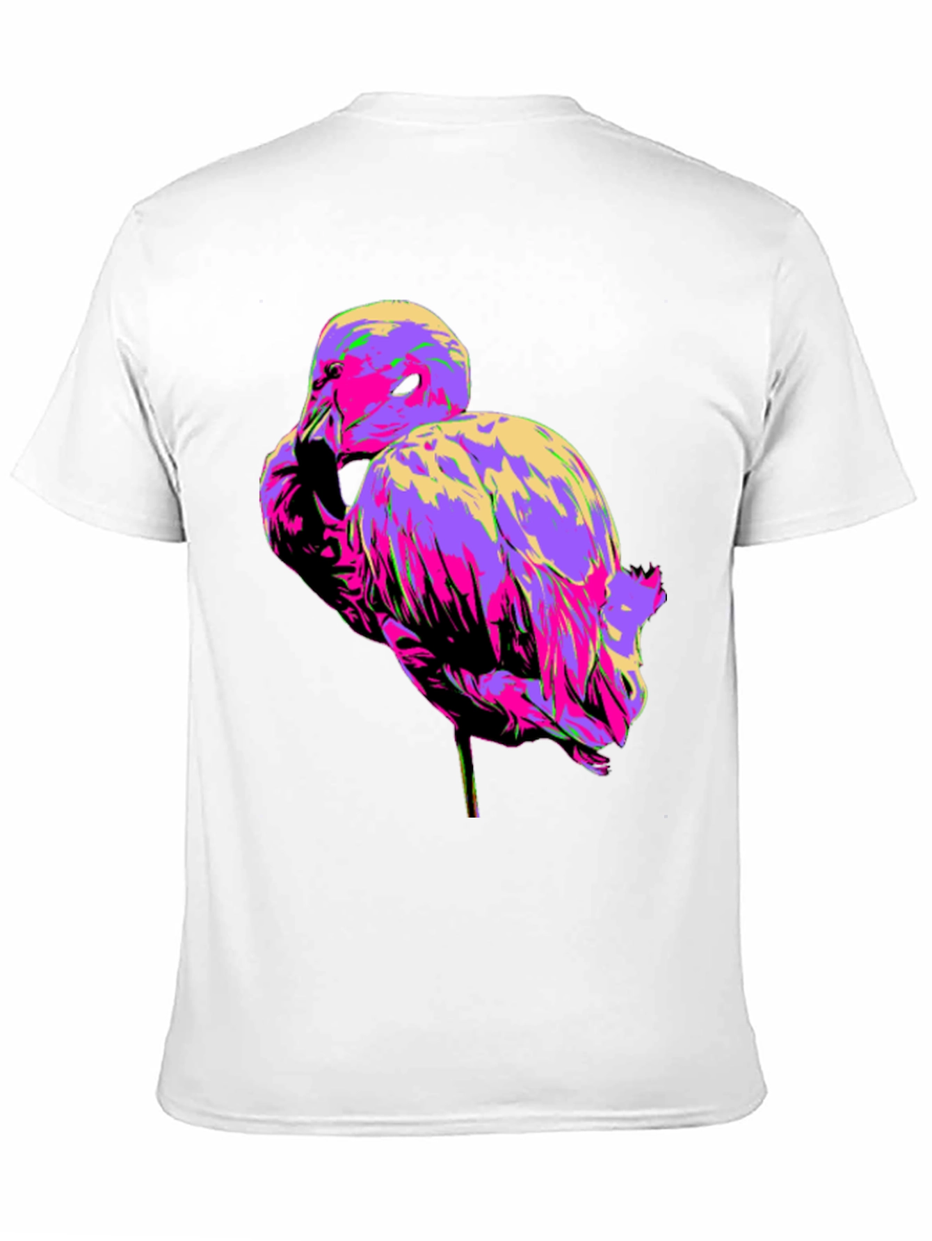 Vibrant Flamingo Graphic Tee - Black Cotton T-Shirt