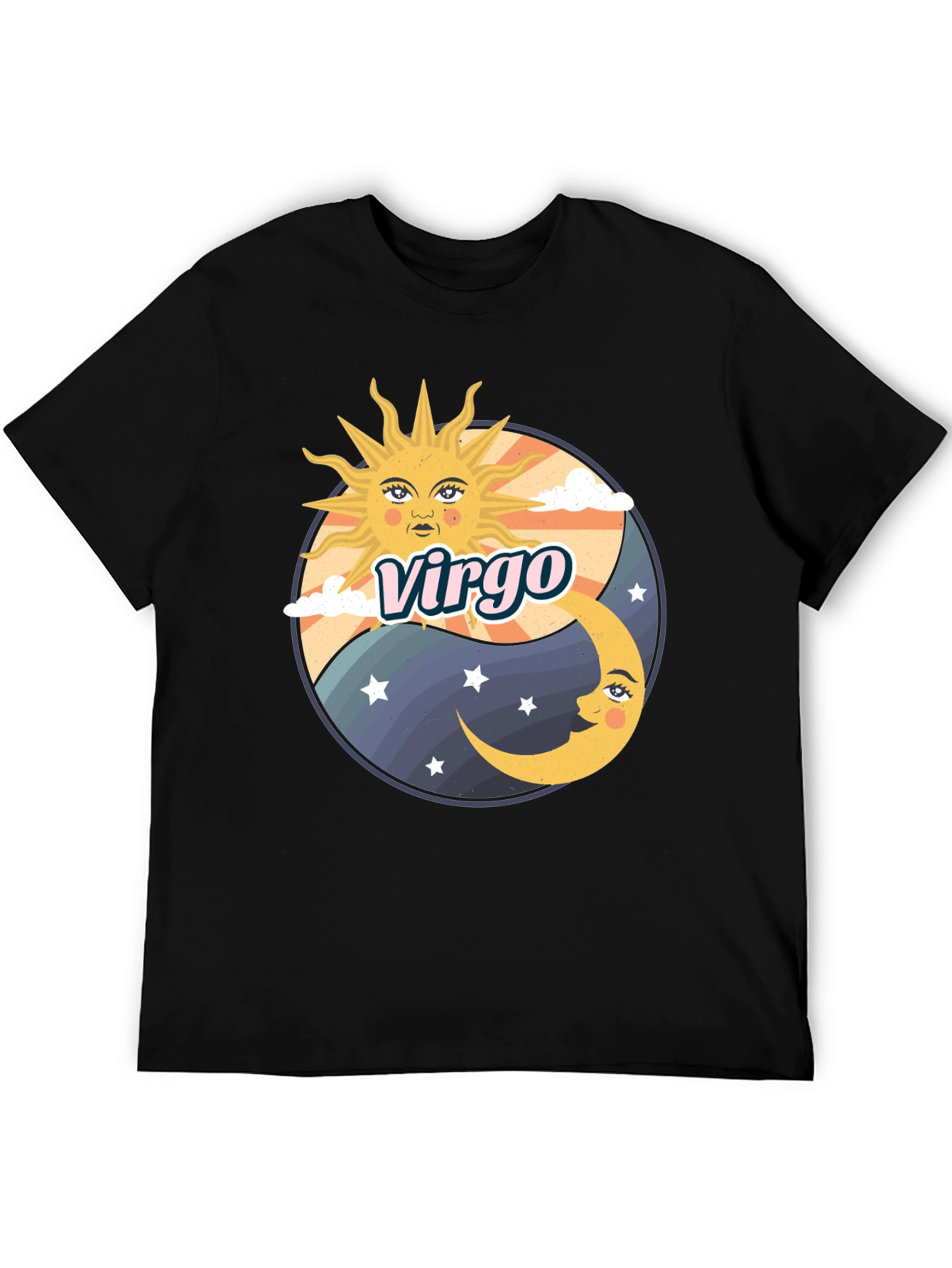 Virgo Zodiac Sun & Moon Graphic Tee - Black