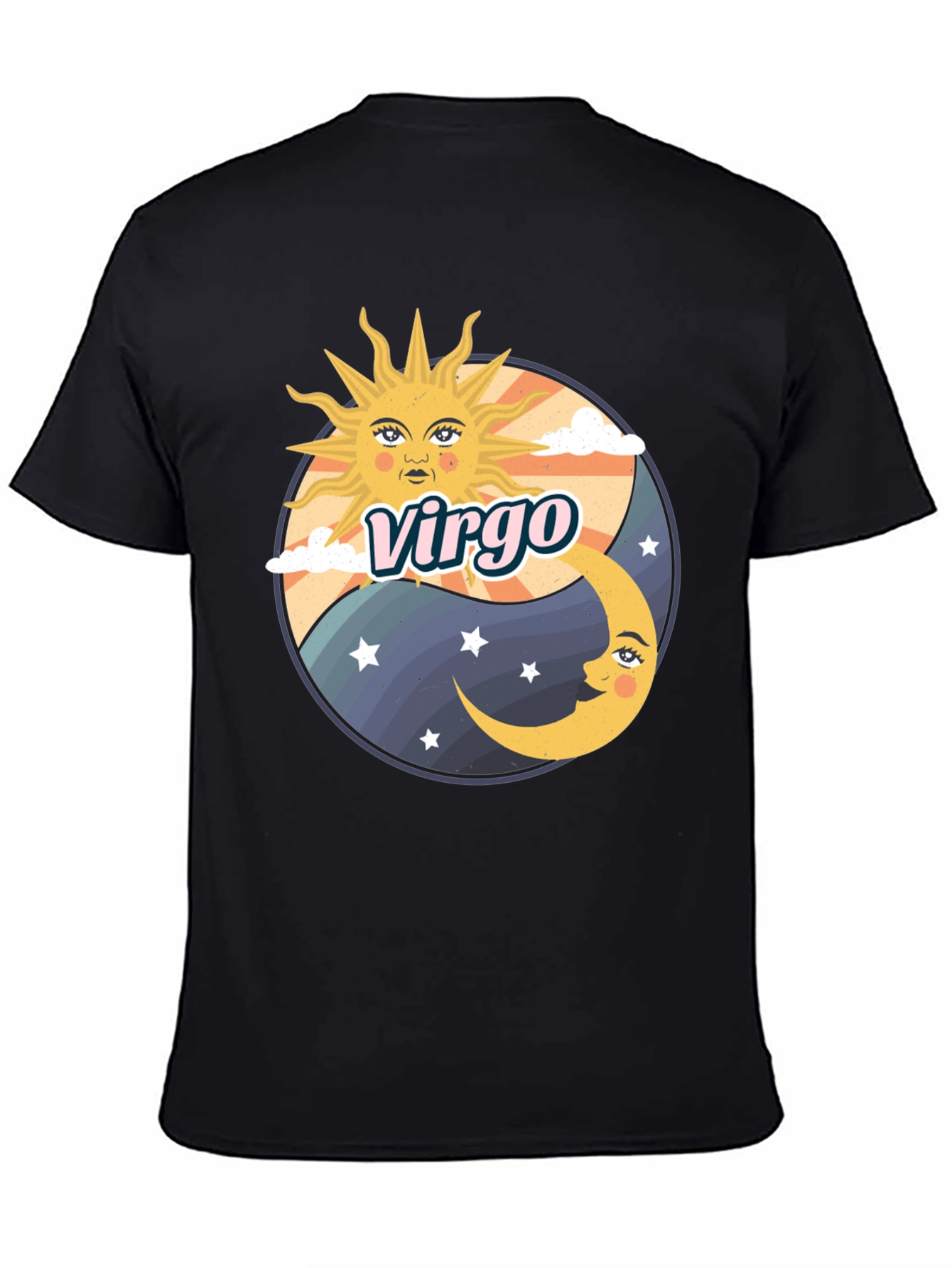 Virgo Zodiac Sun & Moon Graphic Tee - Black