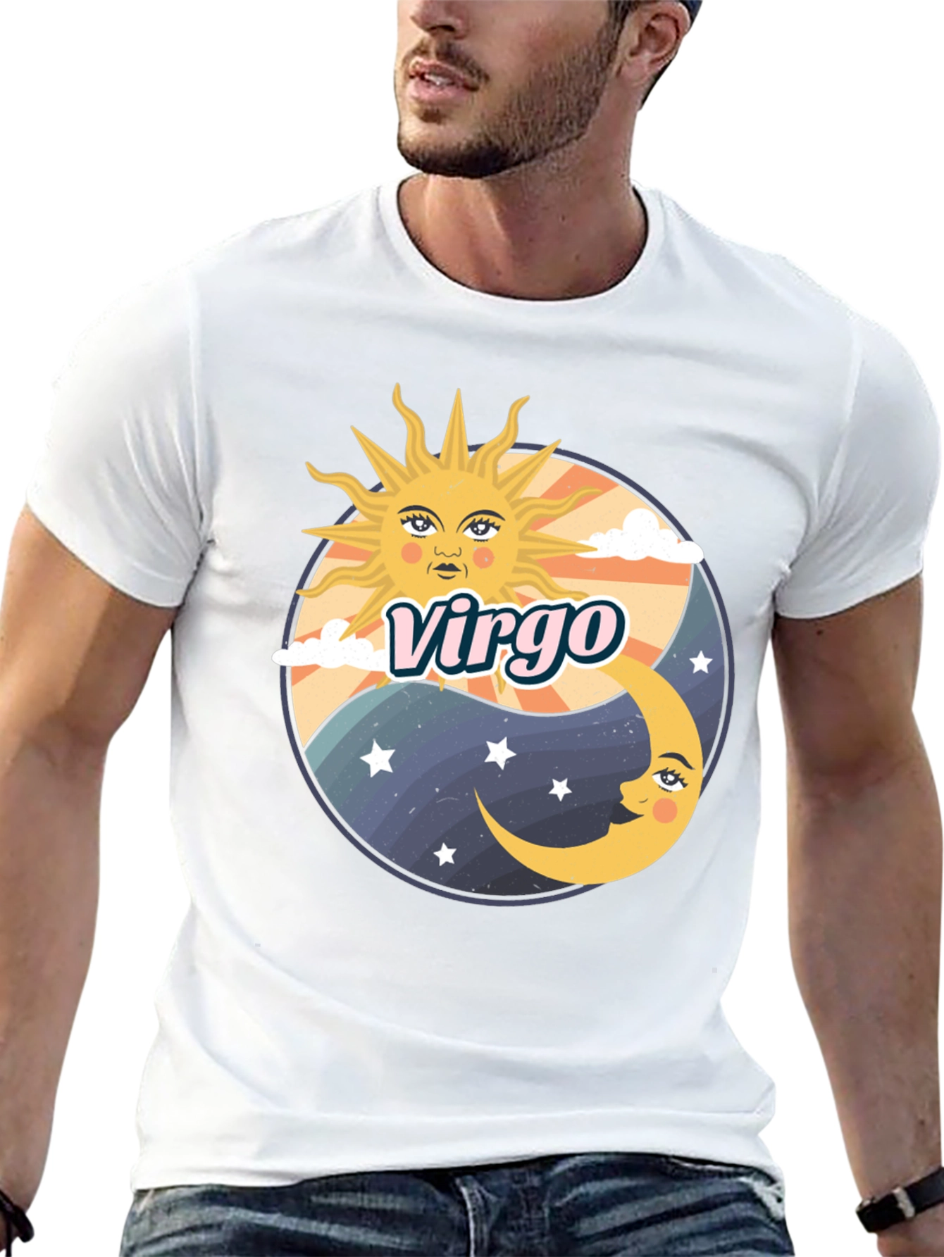 Virgo Zodiac Sun & Moon Graphic Tee - Black