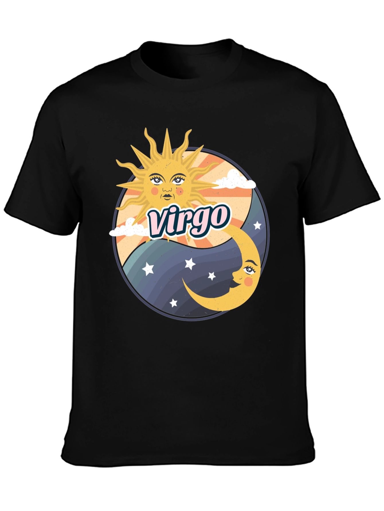 Virgo Zodiac Sun & Moon Graphic Tee - Black