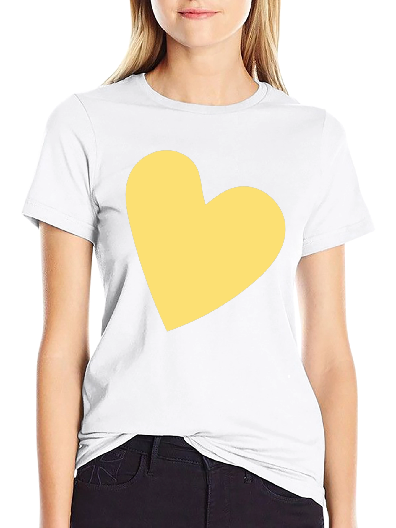Black T-Shirt with Yellow Heart Design
