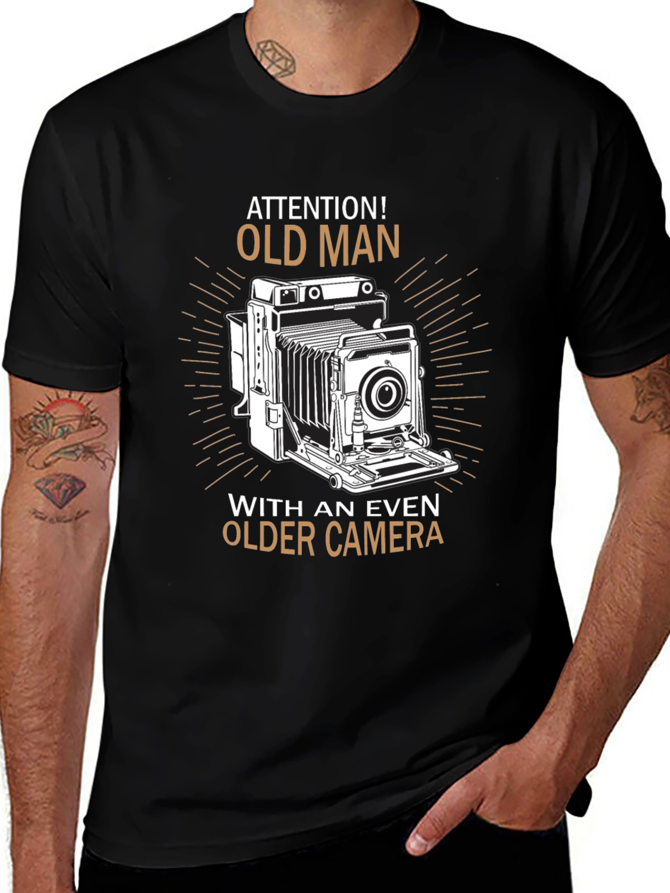 Old Man Older Camera Graphic T-Shirt