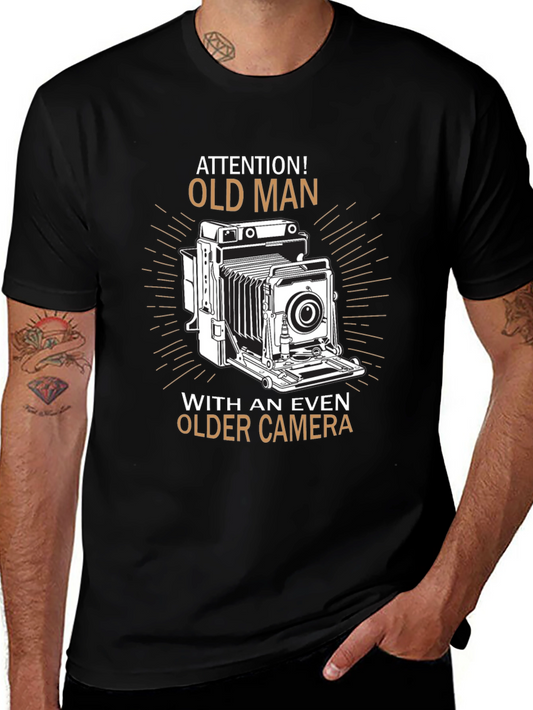 Old Man Older Camera Graphic T-Shirt