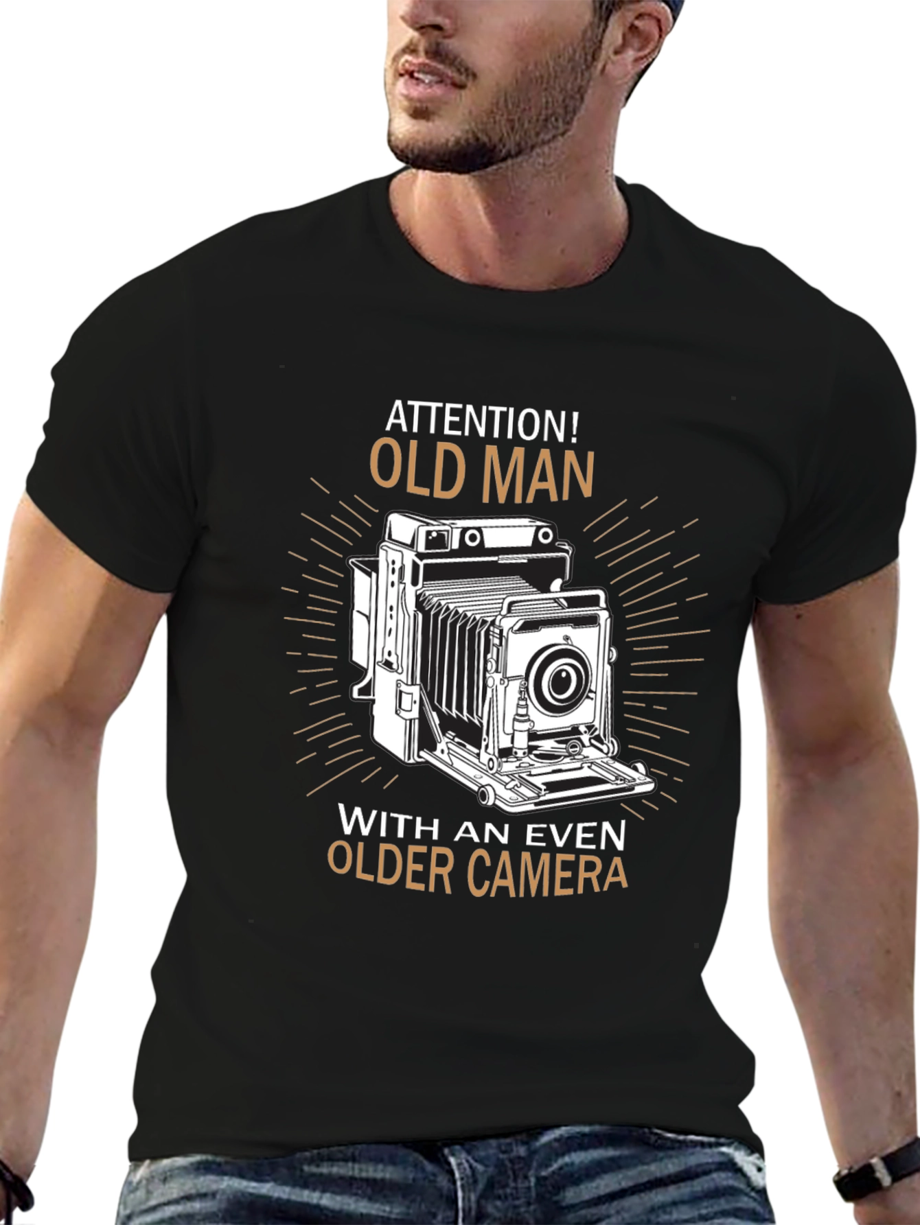 Old Man Older Camera Graphic T-Shirt