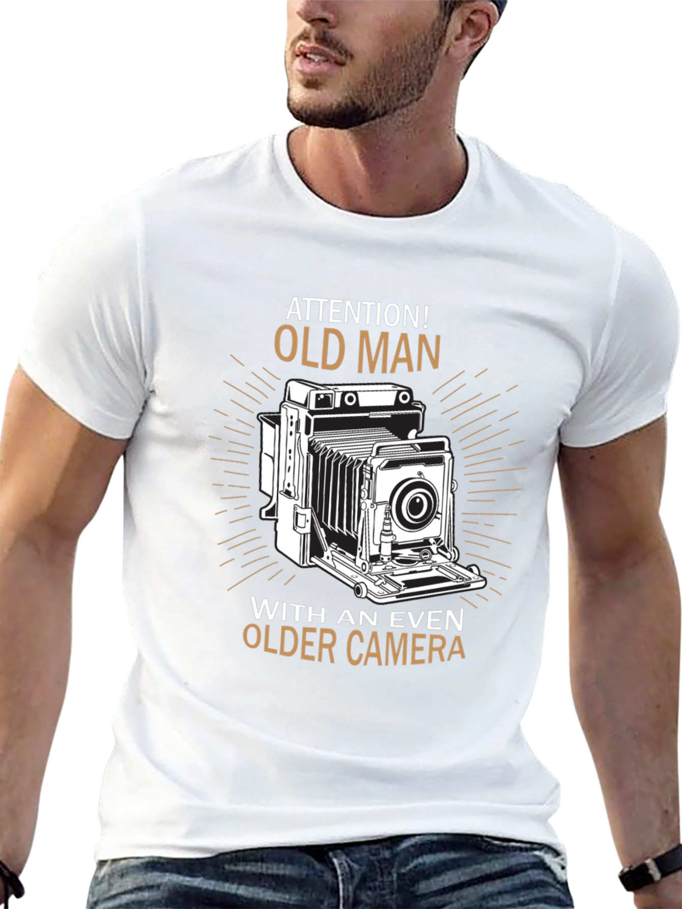 Old Man Older Camera Graphic T-Shirt