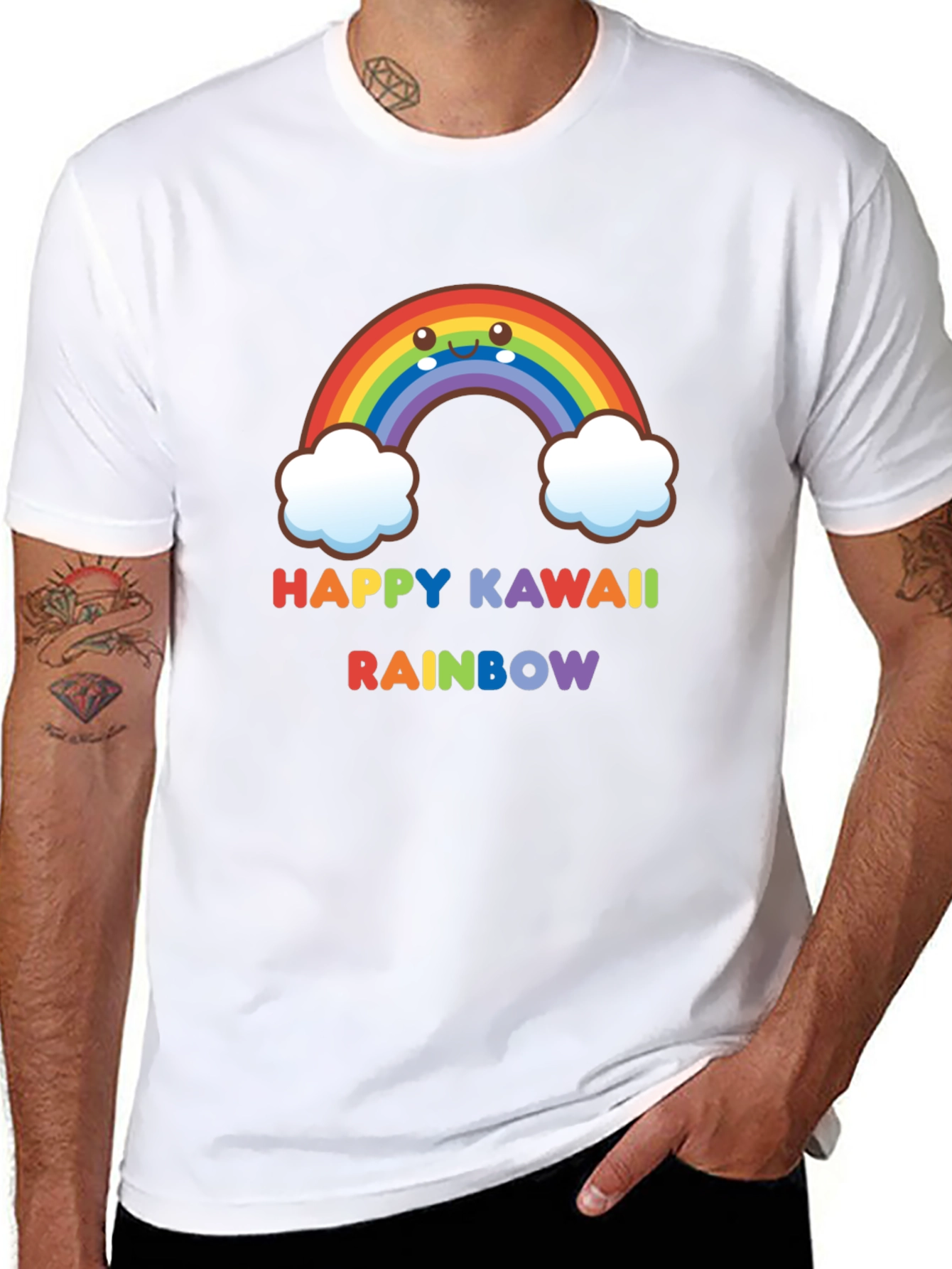 Happy Kawaii Rainbow Graphic Tee