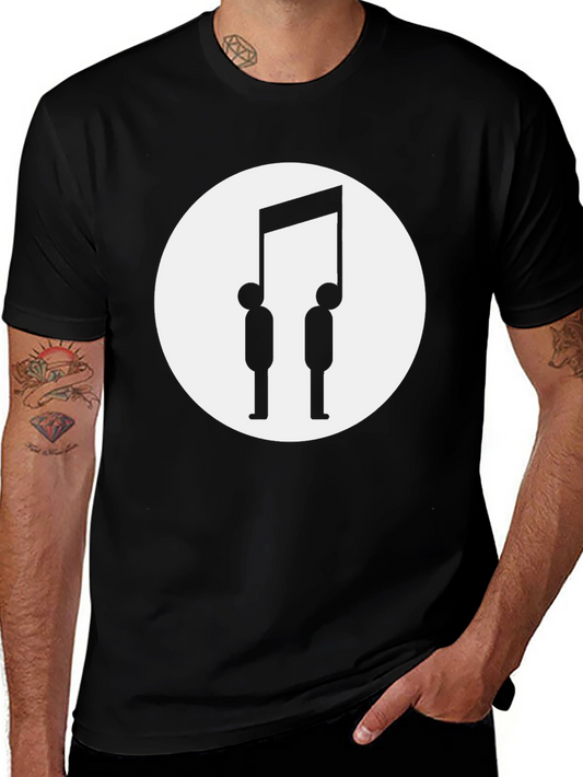 Music Note People Graphic T-Shirt - Black