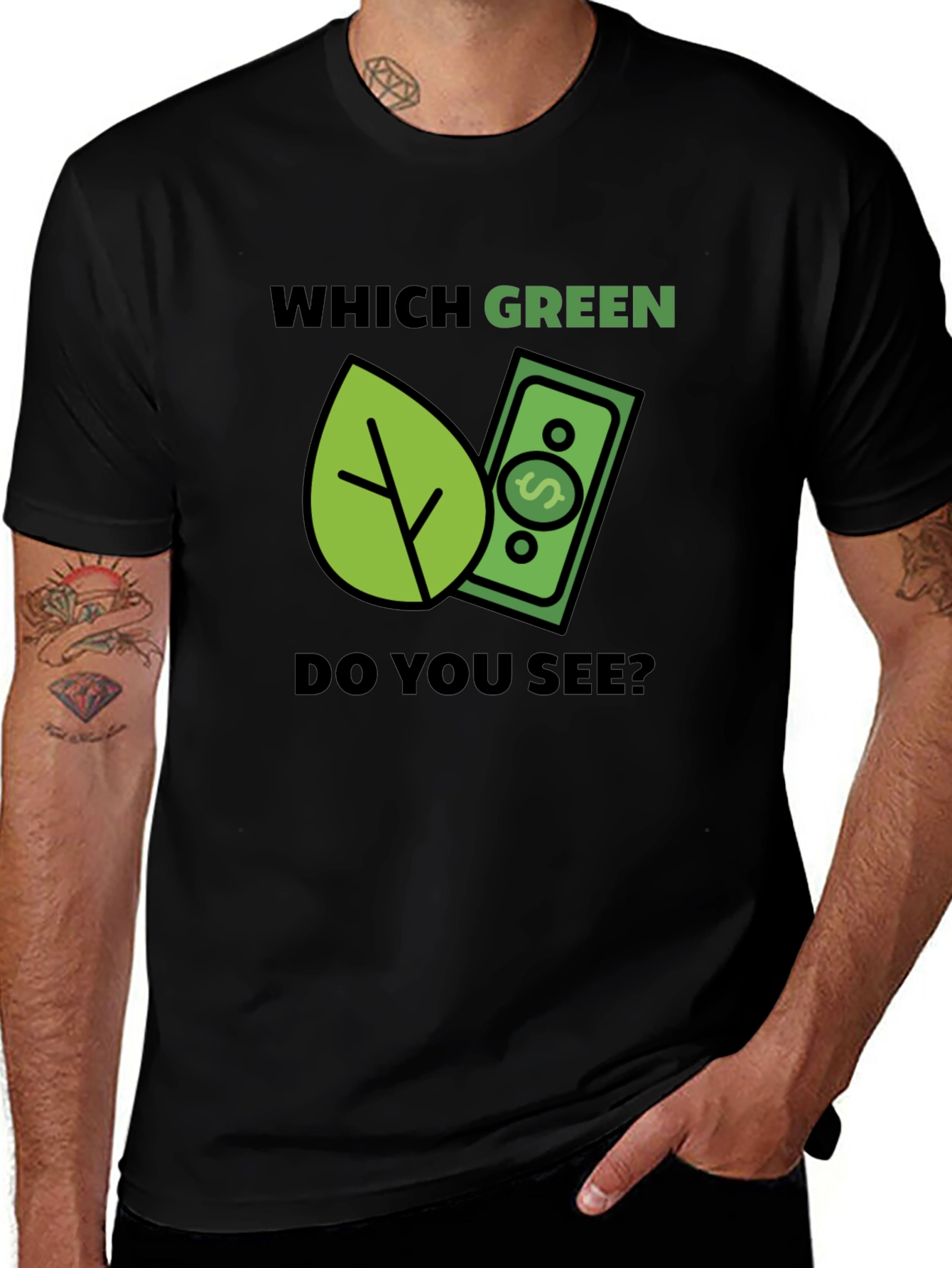 Which Green? T-Shirt - Eco & Money Design Tee