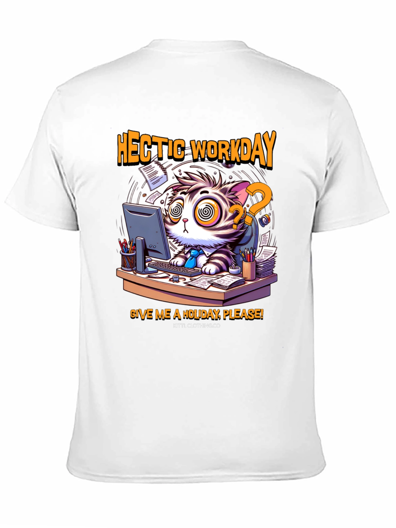 Hectic Workday Cat Graphic T-Shirt