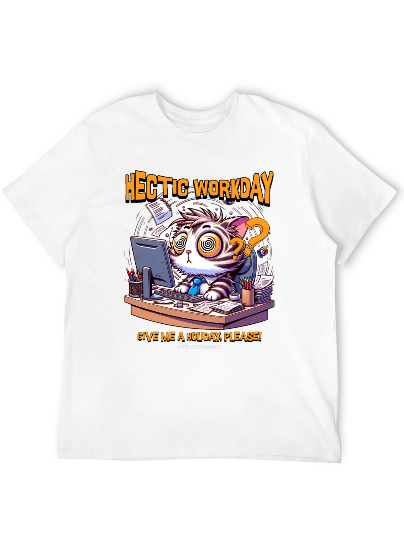 Hectic Workday Cat Graphic T-Shirt
